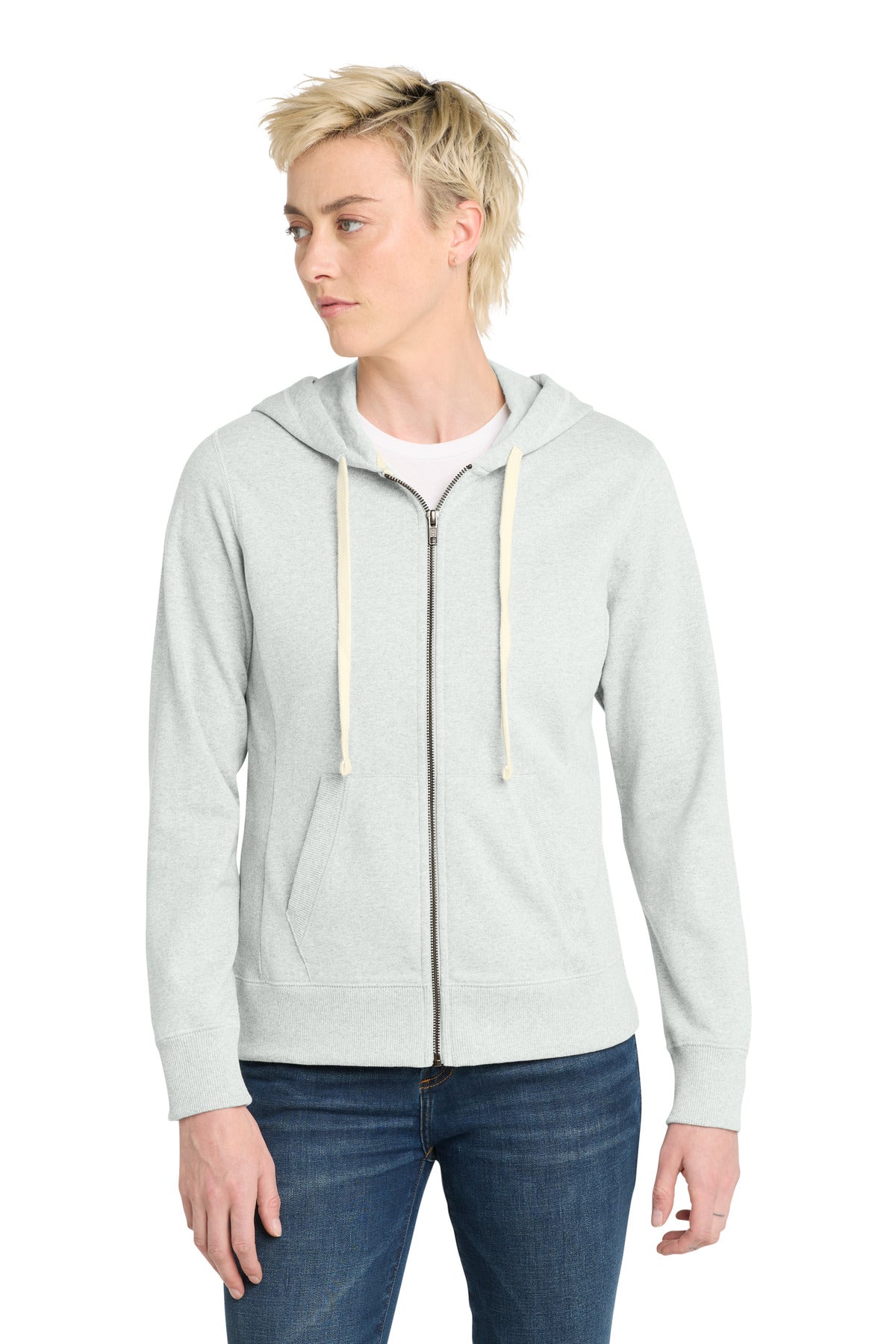 District® Women's Re-FleeceFull-Zip Hoodie DT8103 - Ash - 3XL