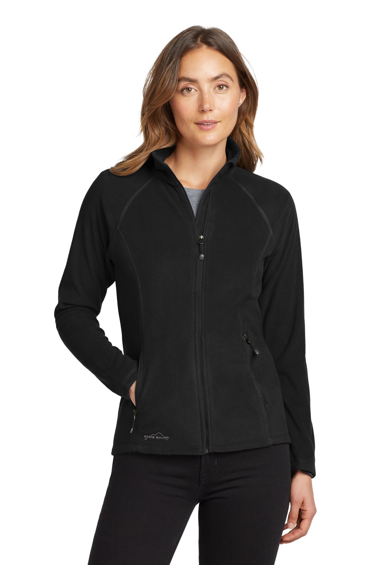 Eddie Bauer® Women's Full-Zip Microfleece Jacket. EB225 - Black - 2XL