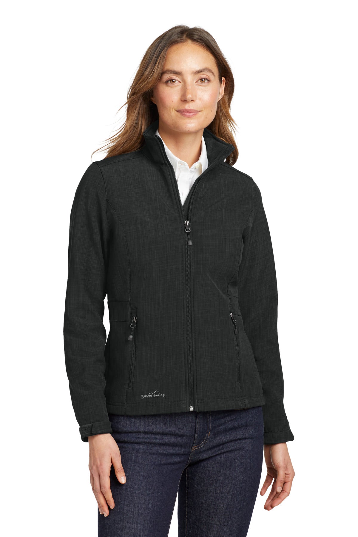 Eddie Bauer® Women's Shaded Crosshatch Soft Shell Jacket. EB533 - Black - 2XL