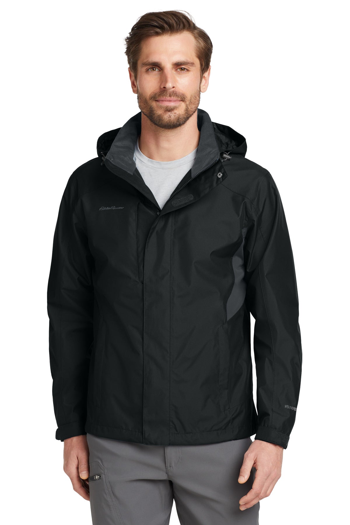 Eddie Bauer® Rain Jacket. EB550 - Black/ Steel Grey - 2XL