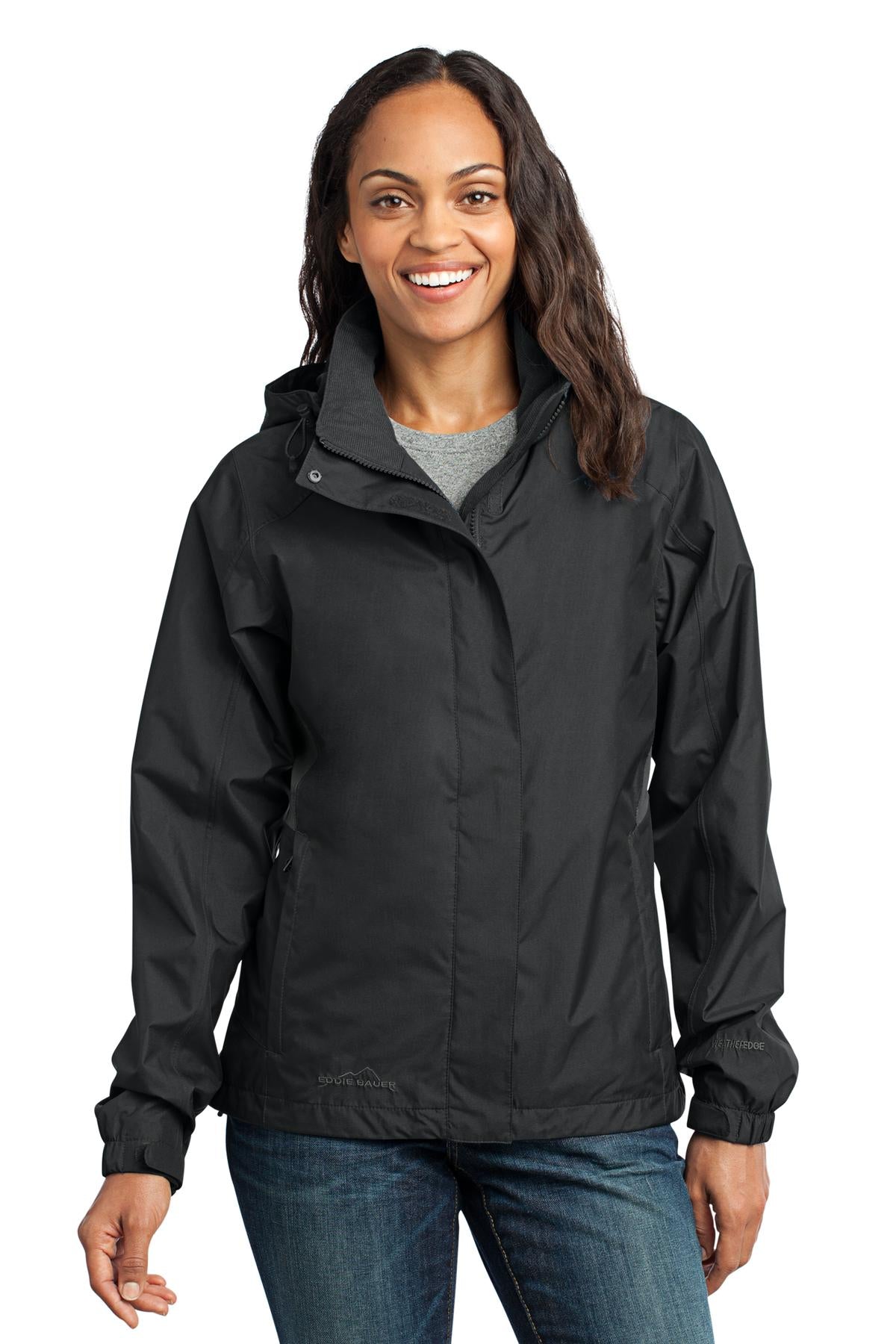 Eddie Bauer® Women's Rain Jacket. EB551 - Black/ Steel Grey - 2XL