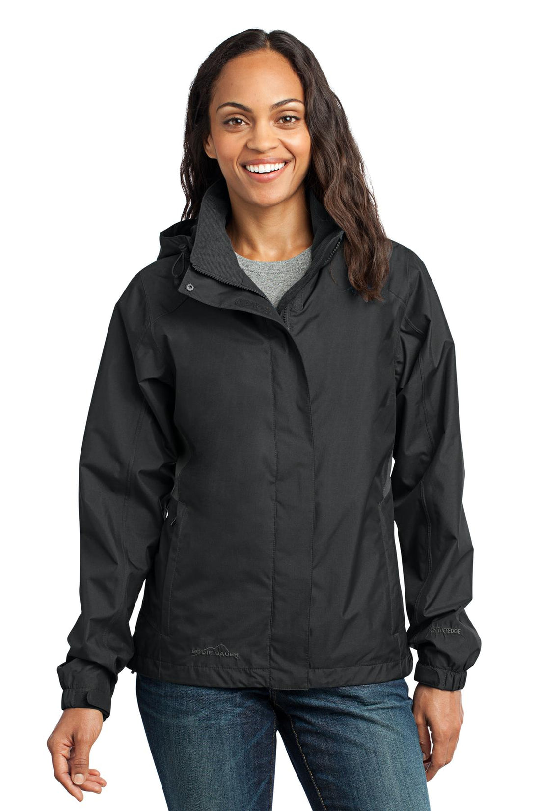 Eddie Bauer® Women's Rain Jacket. EB551 - Black/ Steel Grey - 2XL