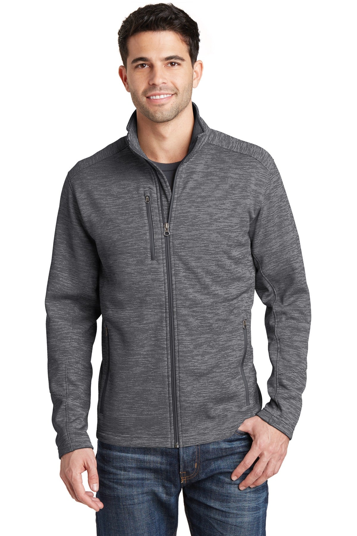 Port Authority® Digi Stripe Fleece Jacket. F231 - Black - 2XL