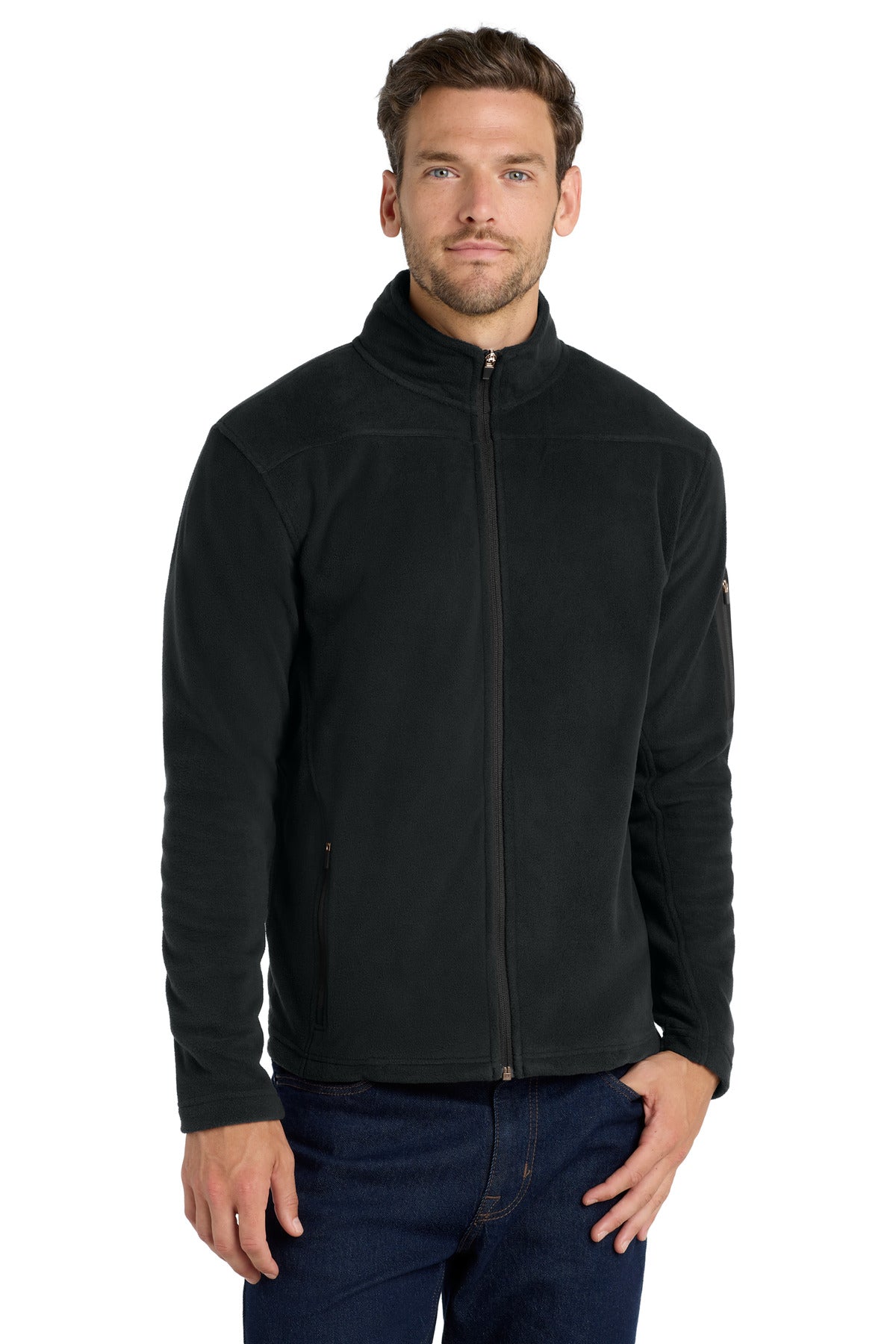 Port Authority® Summit Fleece Full-Zip Jacket. F233 - Black/ Black - 2XL