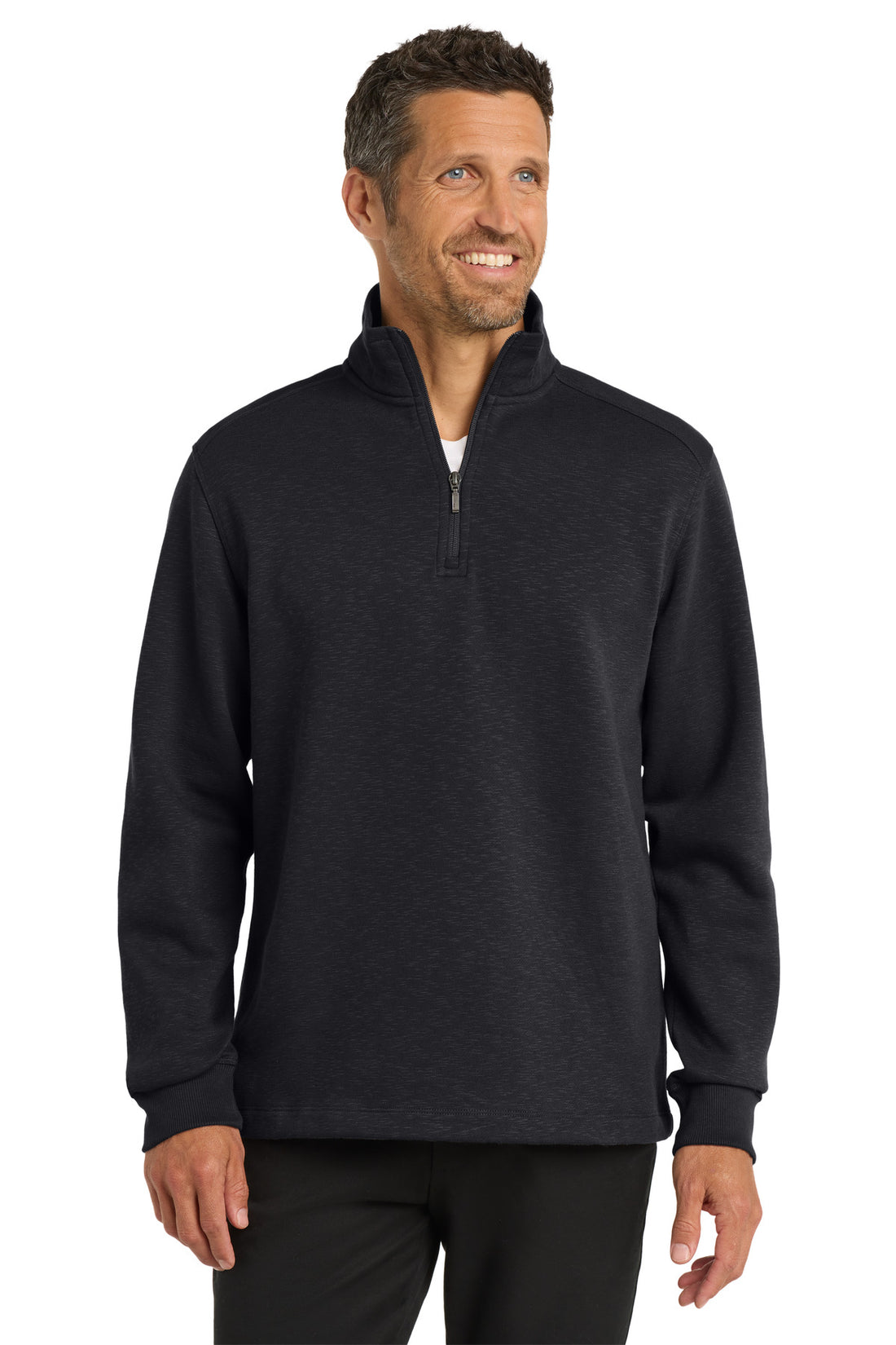 Port Authority® Slub Fleece 1/4-Zip Pullover. F295 - Black - 2XL