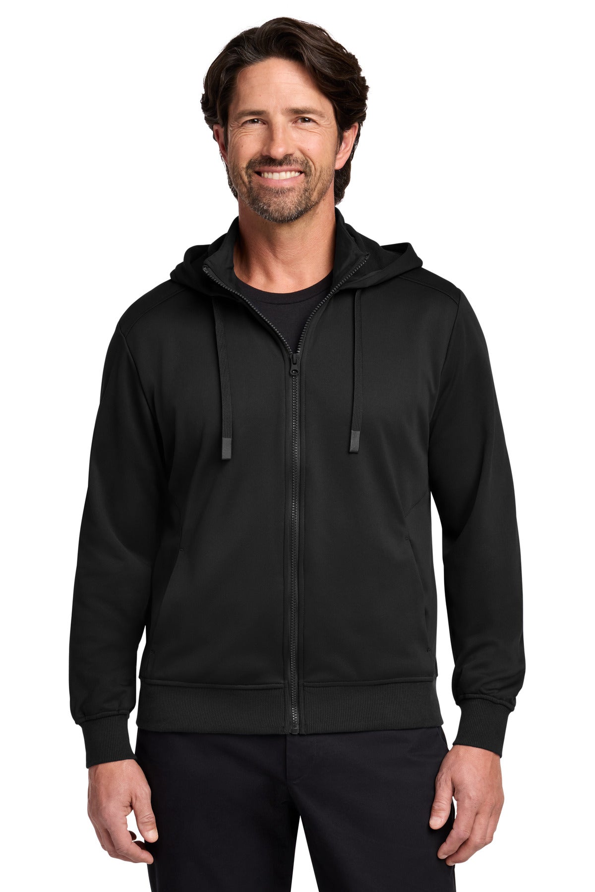 Port Authority® Smooth Fleece Hooded Jacket F814 - Deep Black - 2XL