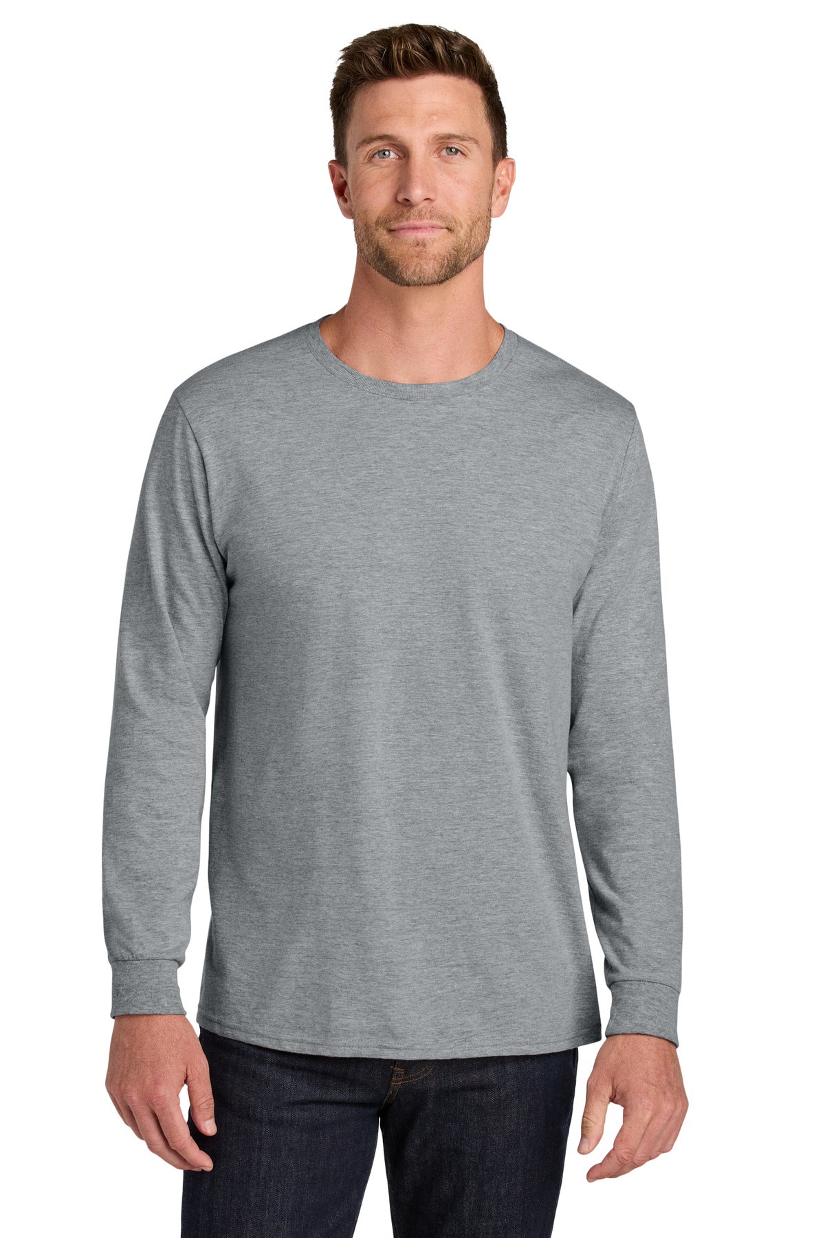 Jerzees Ultimate® Unisex Ring Spun Long Sleeve T-Shirt IC46L - Athletic Heather - 2XL