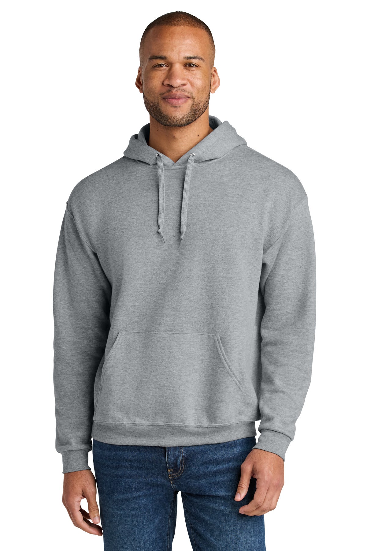 Jerzees Ultimate® Unisex CVC Ring Spun Hooded Sweatshirt IC49M - Athletic Heather - 2XL
