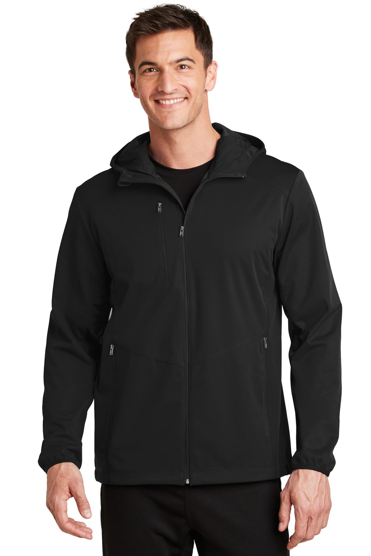 Port Authority® Active Hooded Soft Shell Jacket. J719 - Deep Black - 2XL
