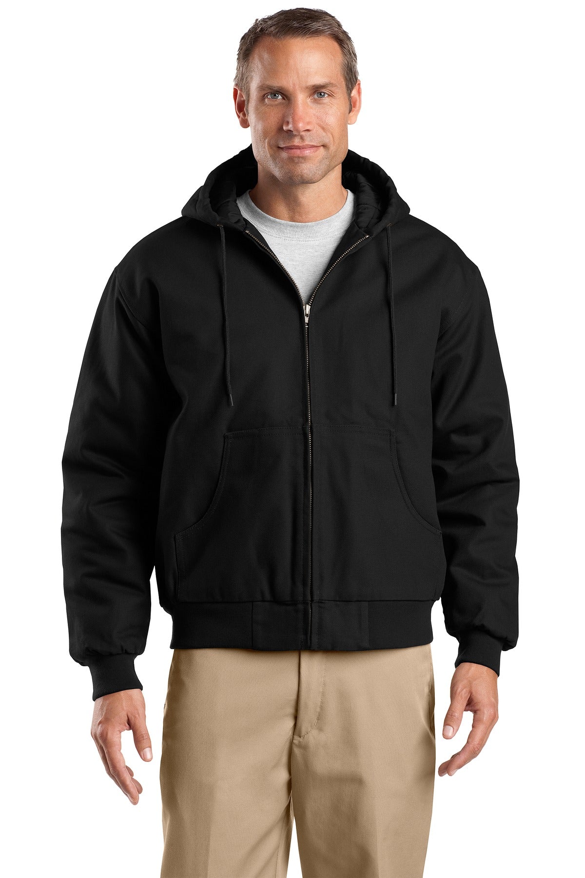 CornerStone® Tall Duck Cloth Hooded Work Jacket. TLJ763H - Black - 2XLT