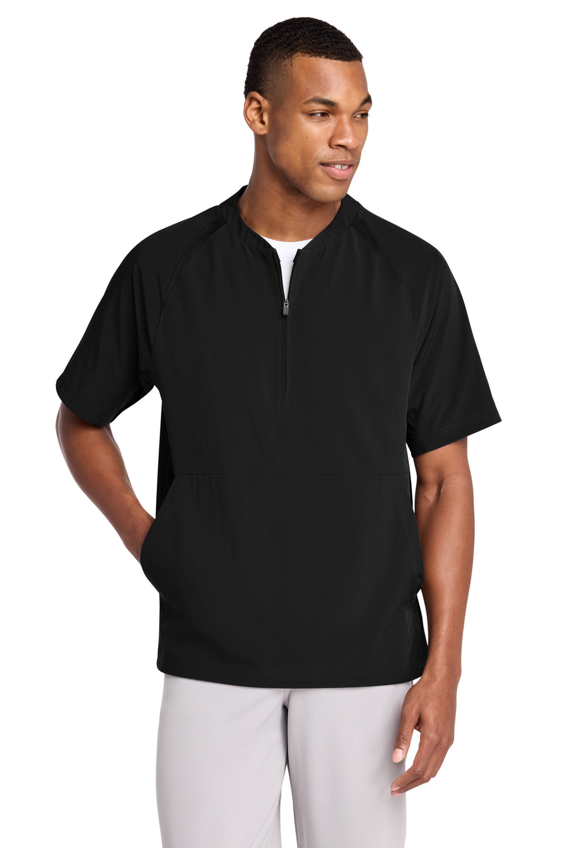 Sport-Tek® Repeat 1/2-Zip Short Sleeve Jacket JST489 - Black - 2XL