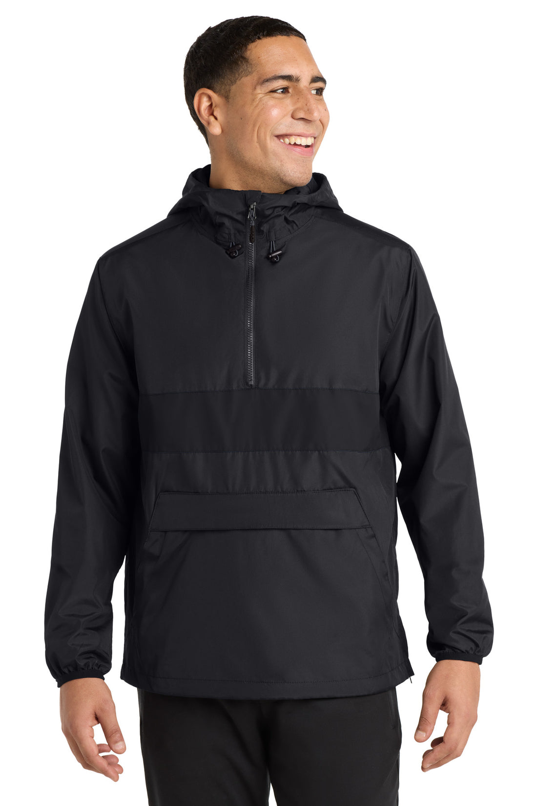 Sport-Tek® Zipped Pocket Anorak. JST65 - Black/ Black - 2XL