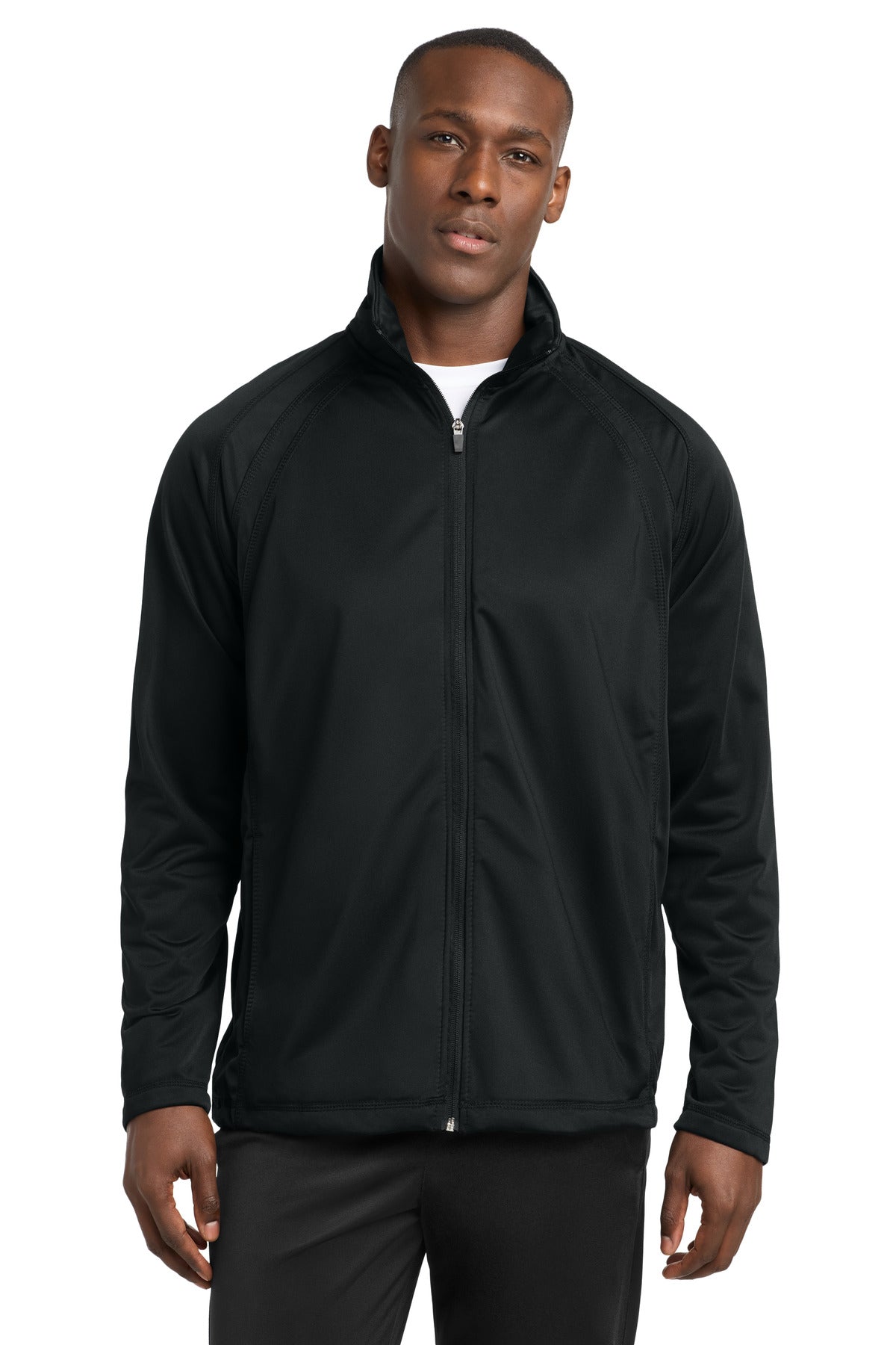 Sport-Tek® Tricot Track Jacket. JST90 - Black/ Black - 2XL