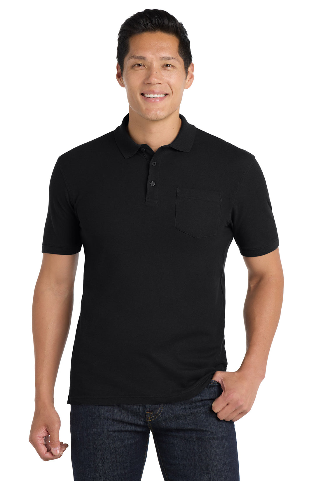 Port Authority® Core Classic Pique Pocket Polo. K100P - Deep Black - 2XL