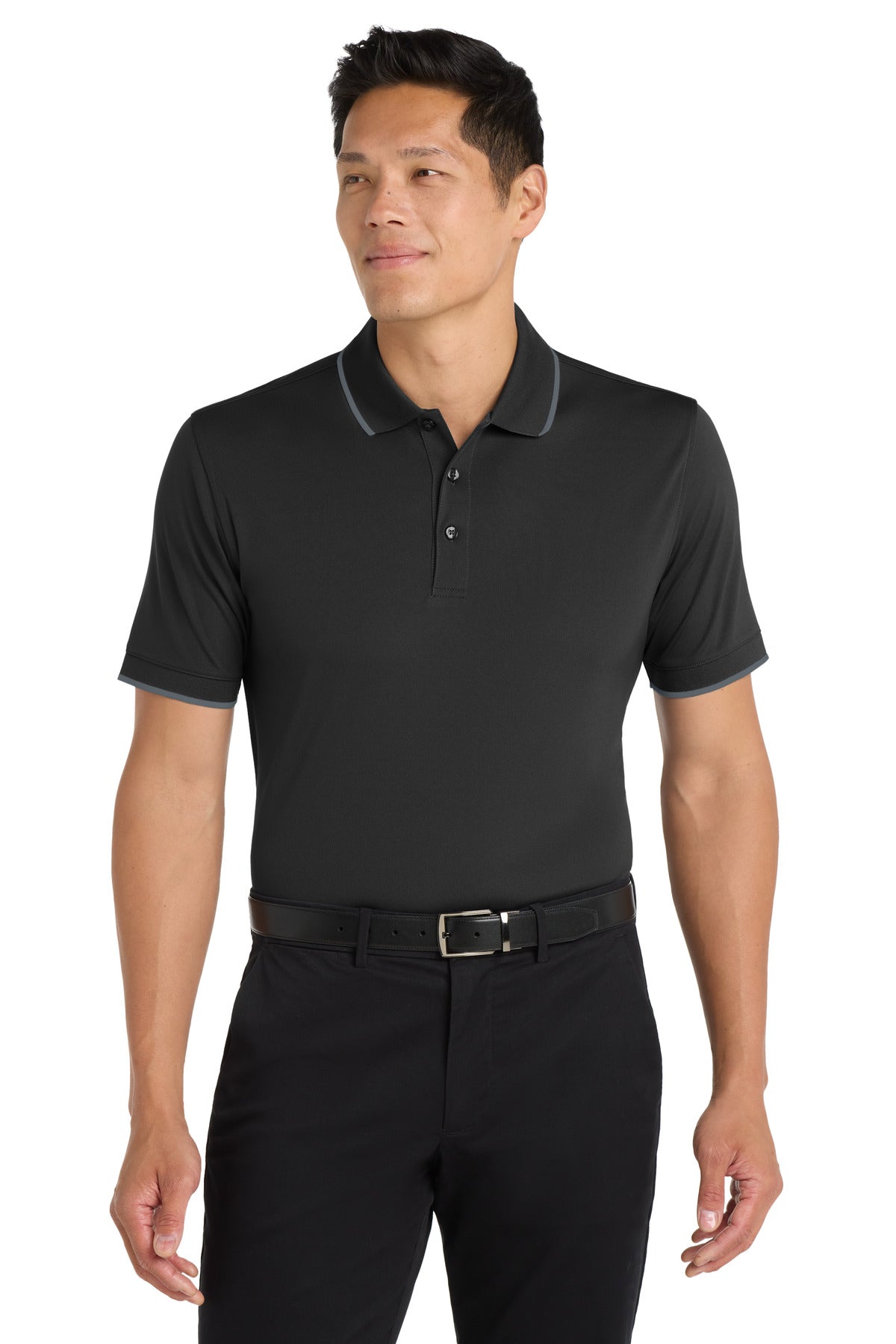 Port Authority® Dry Zone® UV Micro-Mesh Tipped Polo. K111 - Deep Black/ Graphite - 2XL