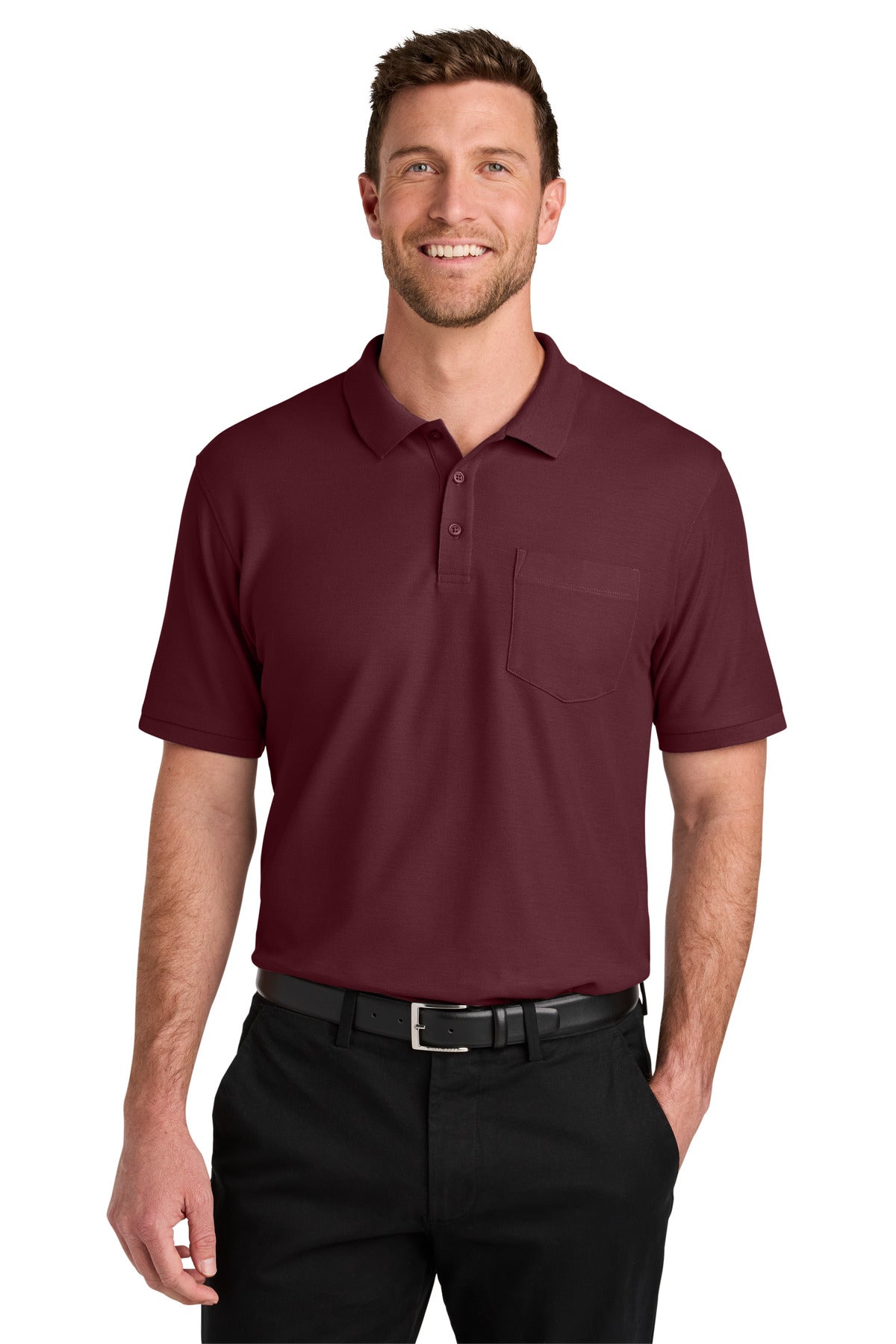 Port Authority® Wearever Signature Pique Pocket Polo K200P - Burgundy - 2XL
