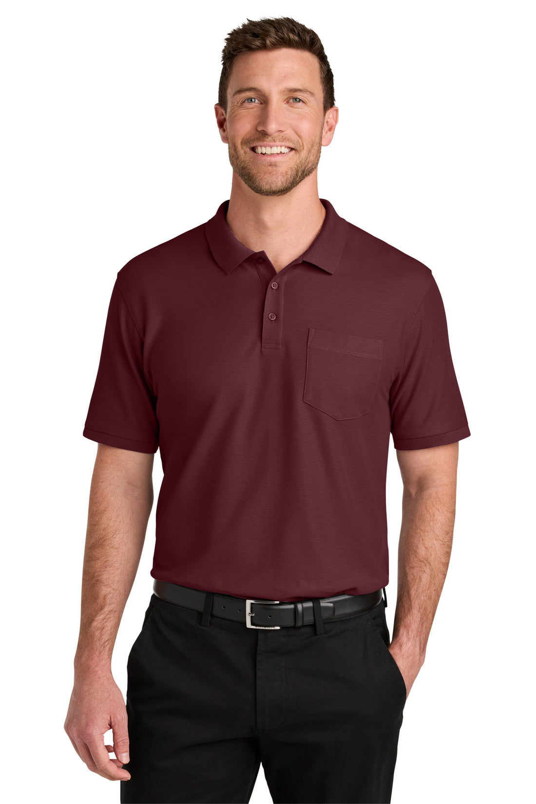 Port Authority® Wearever Signature Pique Pocket Polo K200P - Burgundy - 2XL