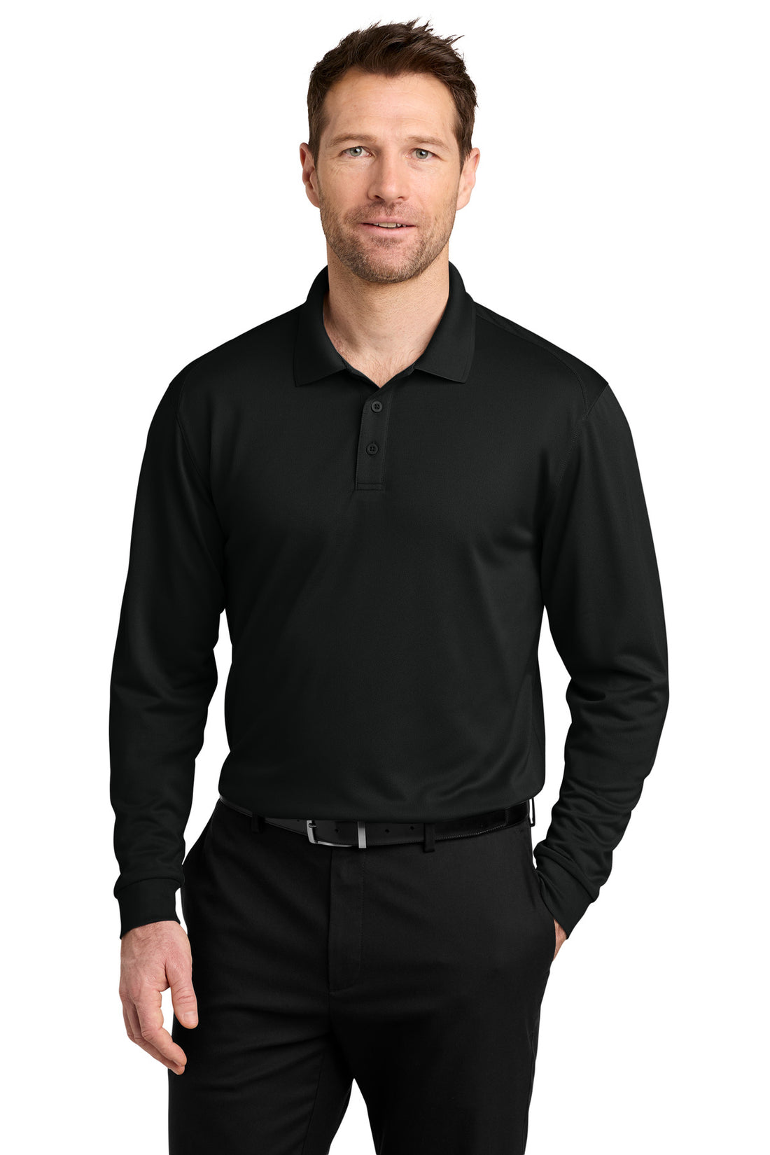 Port Authority® Wearever Performance Pique Long Sleeve Polo K240LS - Deep Black - 2XL