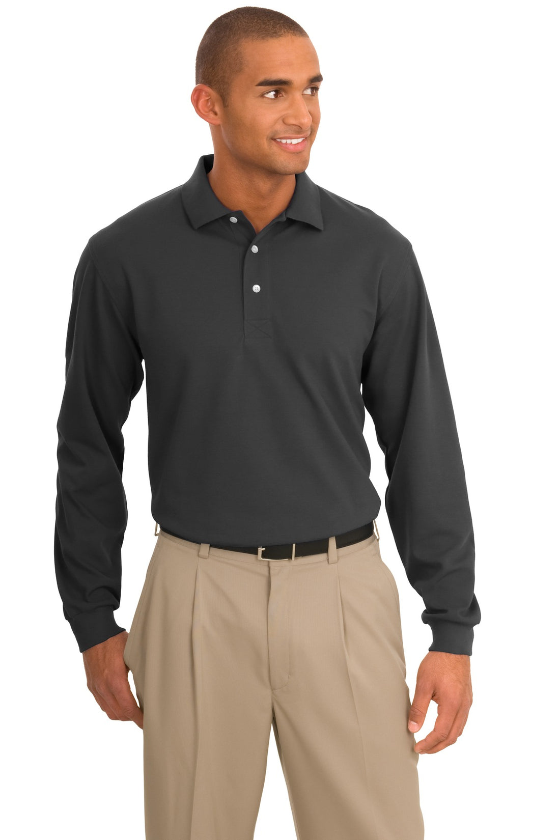 Port Authority® Rapid Dry Long Sleeve Polo.  K455LS - Charcoal - 2XL