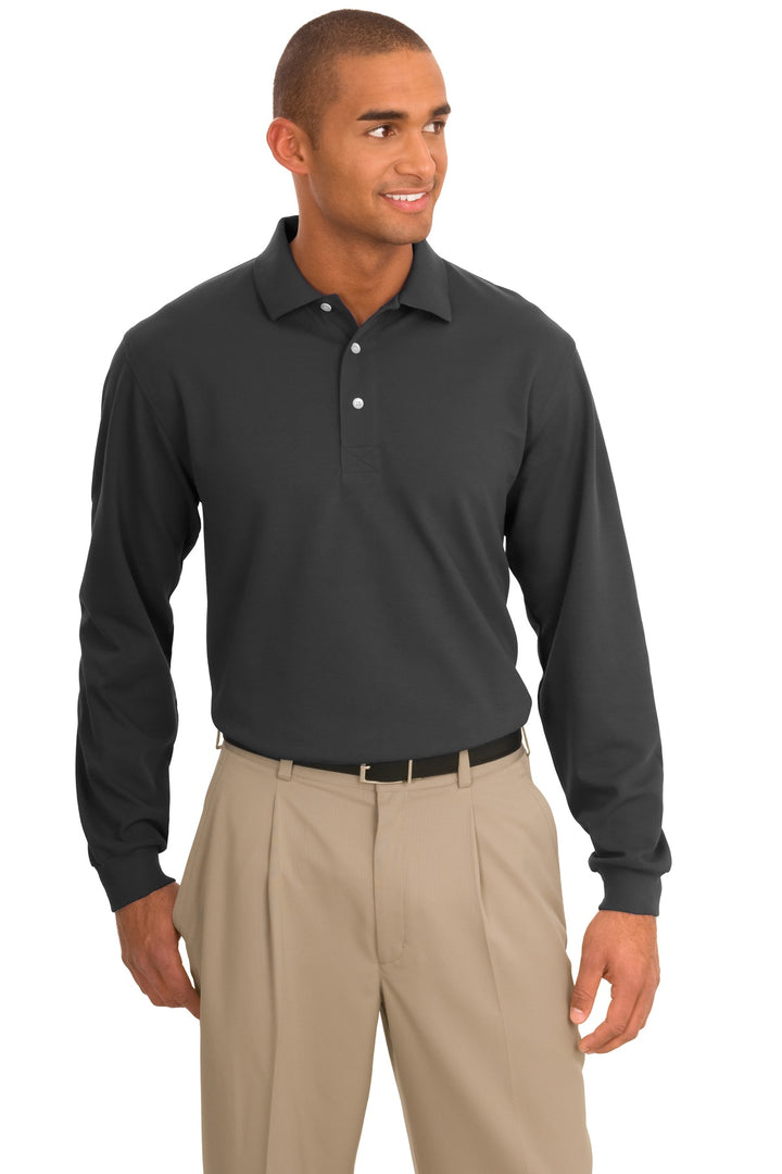 Port Authority® Rapid Dry Long Sleeve Polo.  K455LS - Charcoal - 2XL
