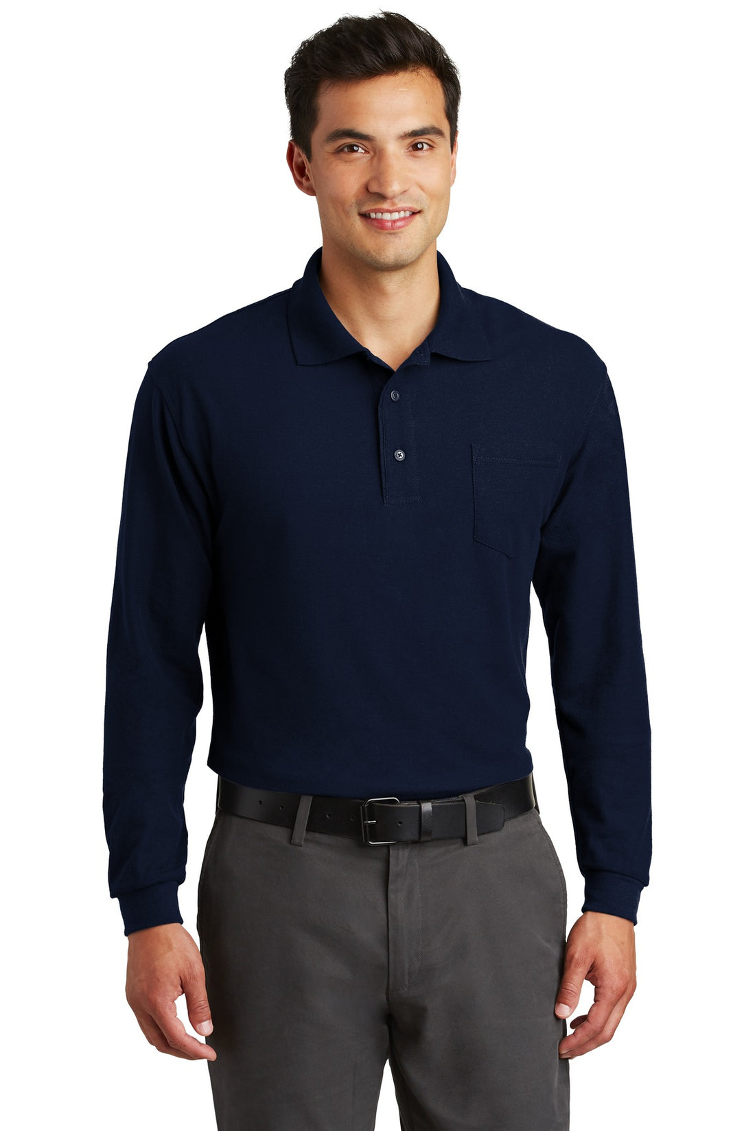 Port Authority® Long Sleeve Silk Touch Polo with Pocket.  K500LSP