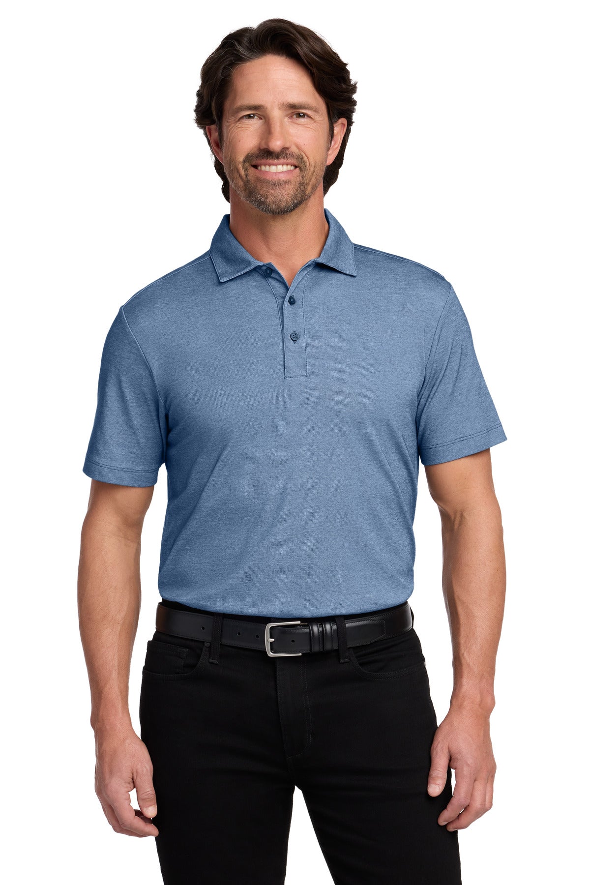 Port Authority® Fine Pique Blend Polo K830 - Aegean Blue Heather - 2XL