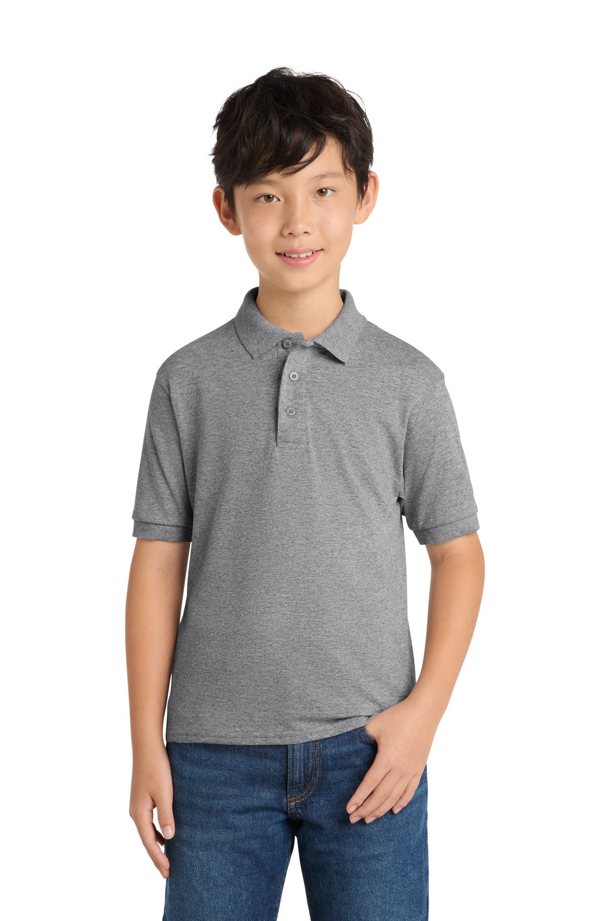 Port & Co® Youth Core Blend Jersey Knit Polo. KP55Y - Athletic Heather - XS