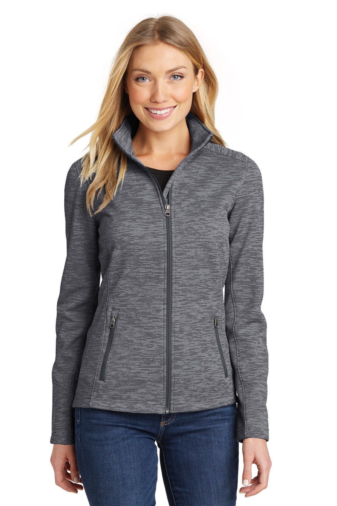 Port Authority® Women's Digi Stripe Fleece Jacket. L231 - Black - XS