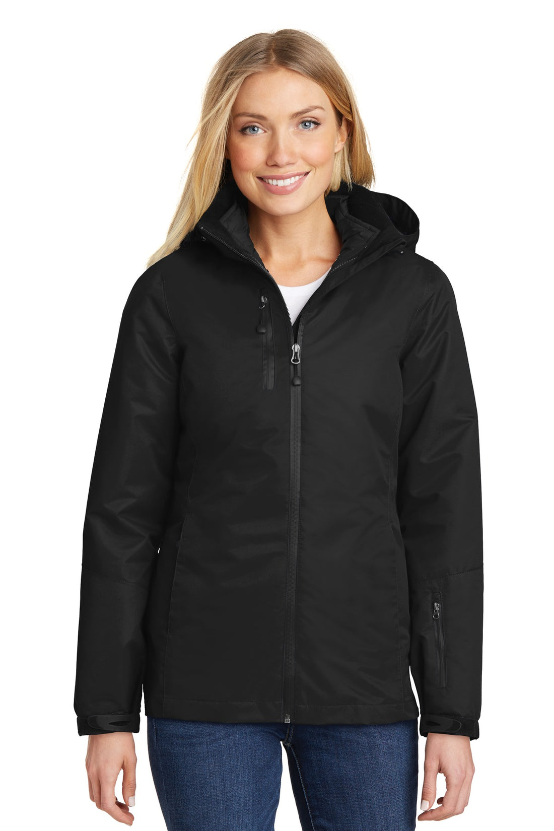 Port Authority® Women's Vortex Waterproof 3-in-1 Jacket. L332 - Black/ Black - XS