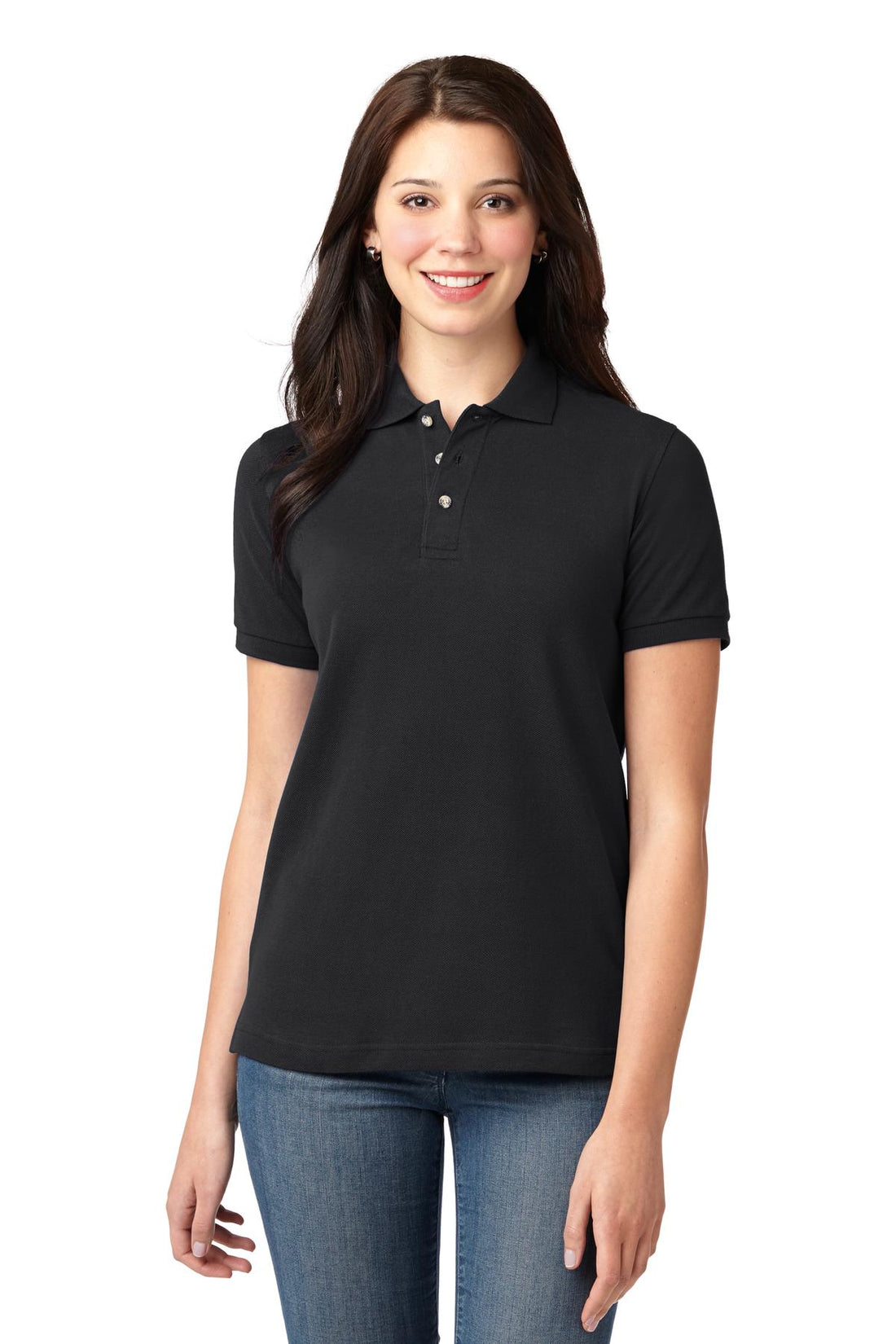 Port Authority® Women's Heavyweight Cotton Pique Polo.  L420 - Black - XS