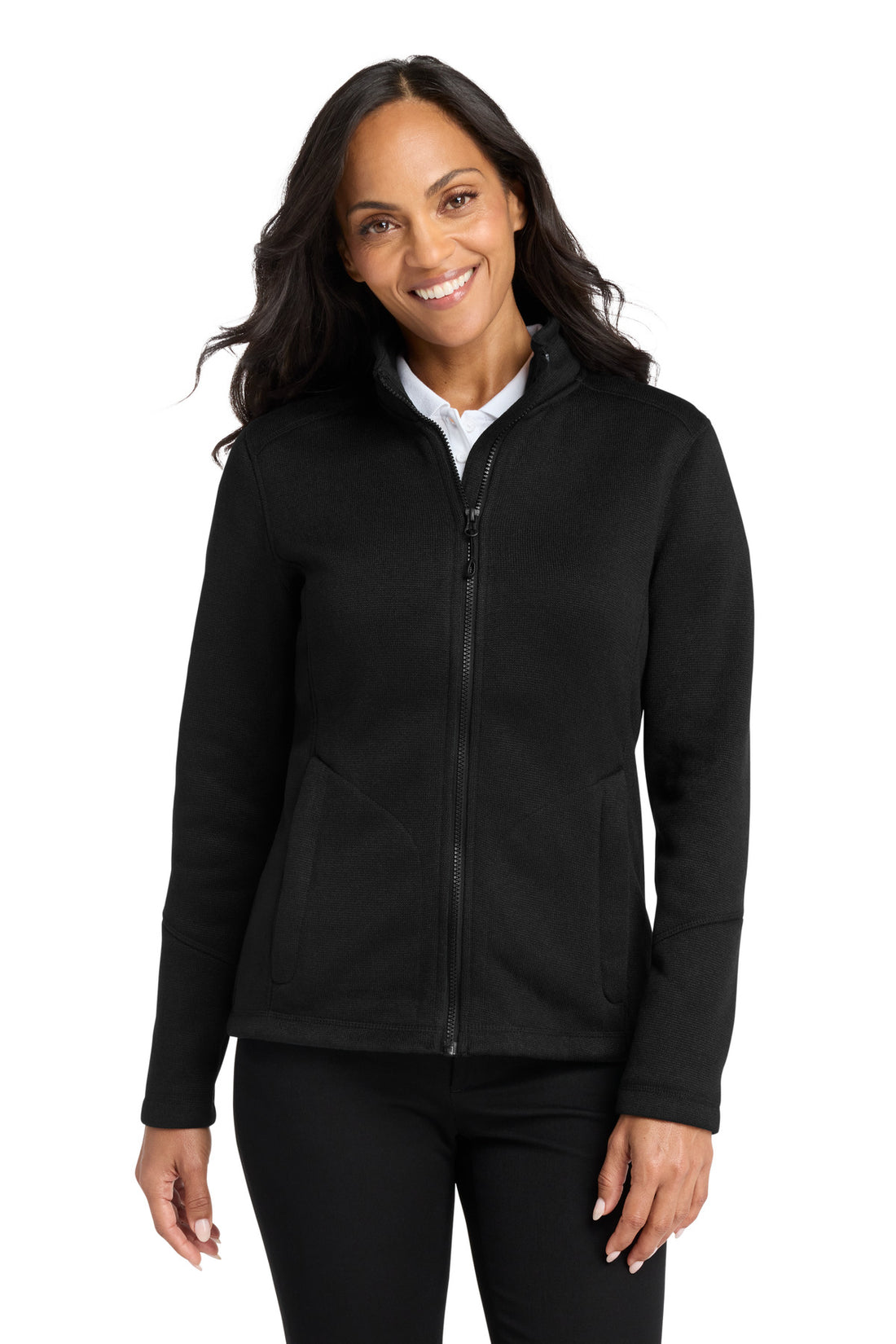 Port Authority® Women's Arc Sweater Fleece Jacket L428 - Deep Black - 3XL