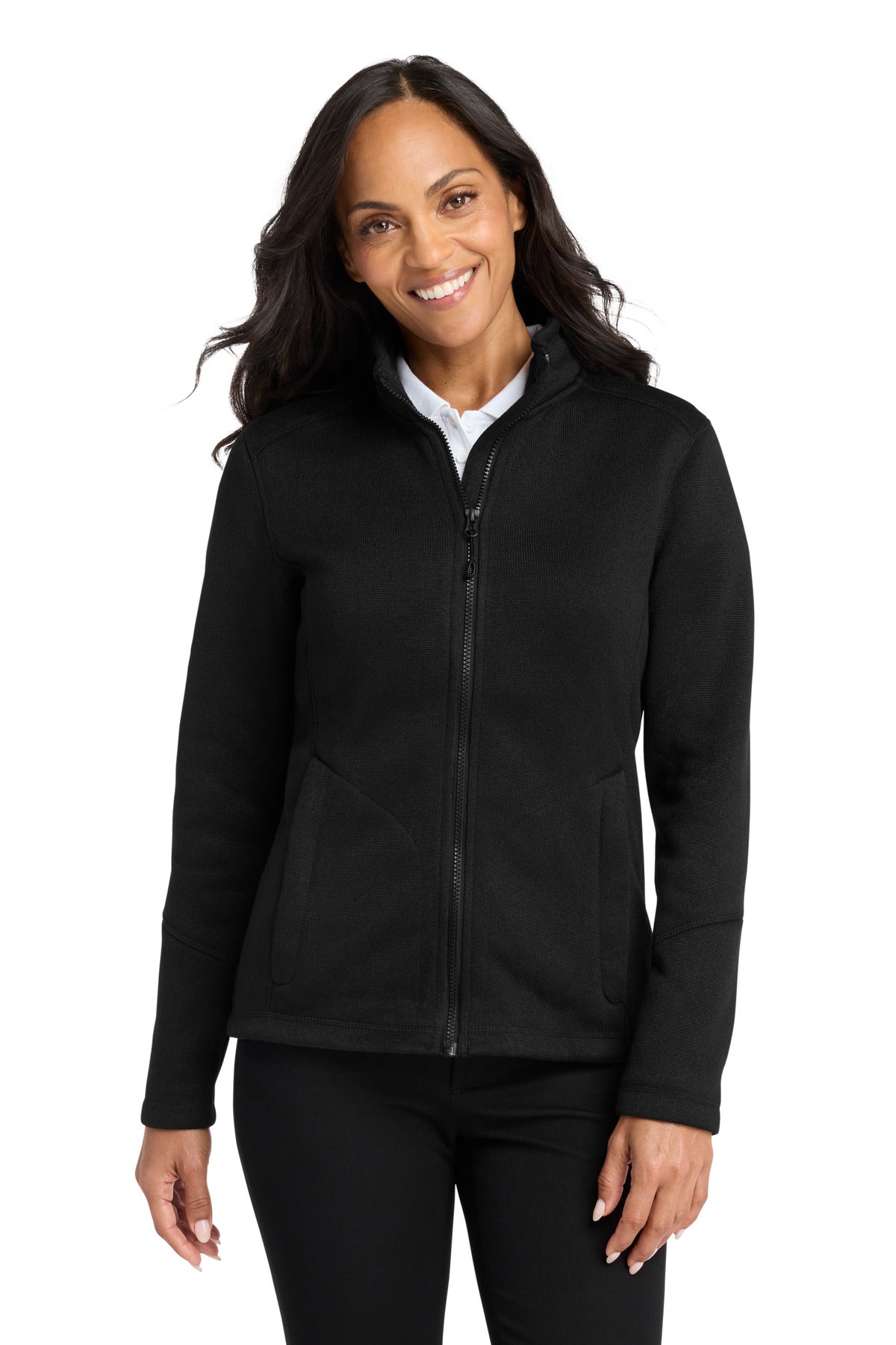 Port Authority® Women's Arc Sweater Fleece Jacket L428 - Deep Black - 3XL