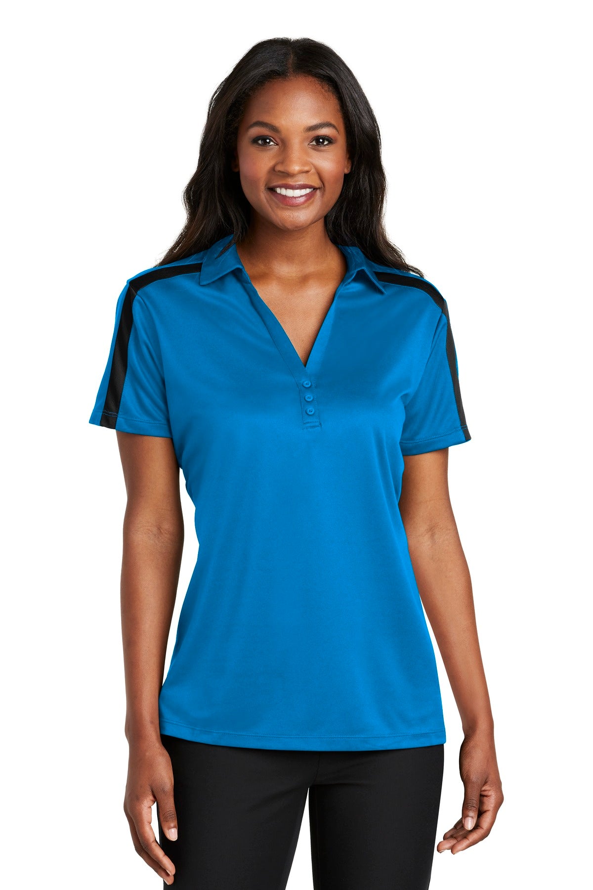 Port Authority® Women's Silk Touch Performance Colorblock Stripe Polo. L547