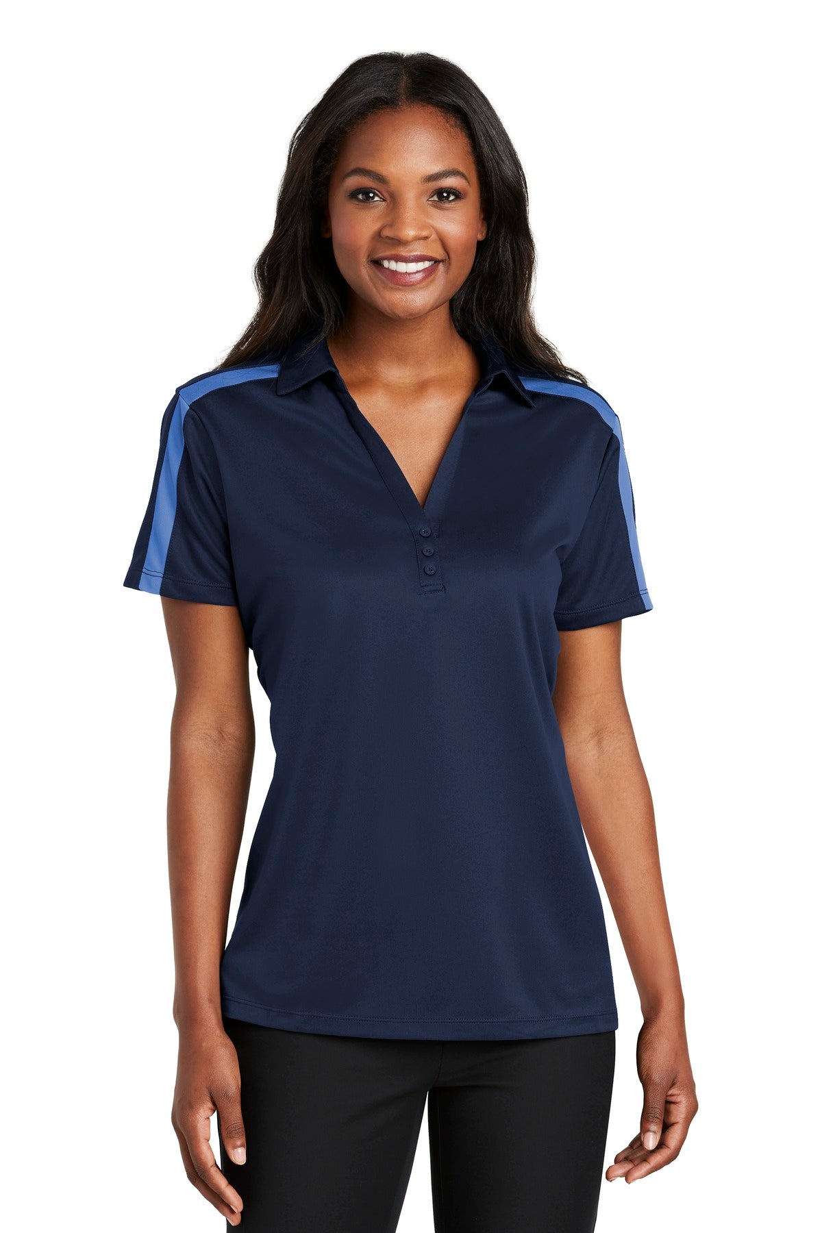 Port Authority® Women's Silk Touch Performance Colorblock Stripe Polo. L547