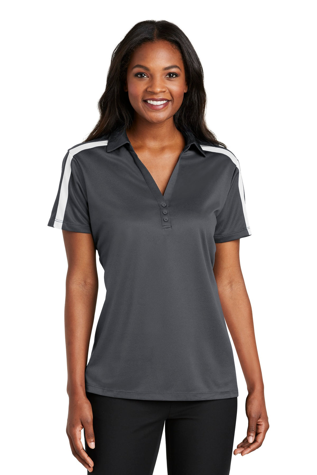 Port Authority® Women's Silk Touch Performance Colorblock Stripe Polo. L547