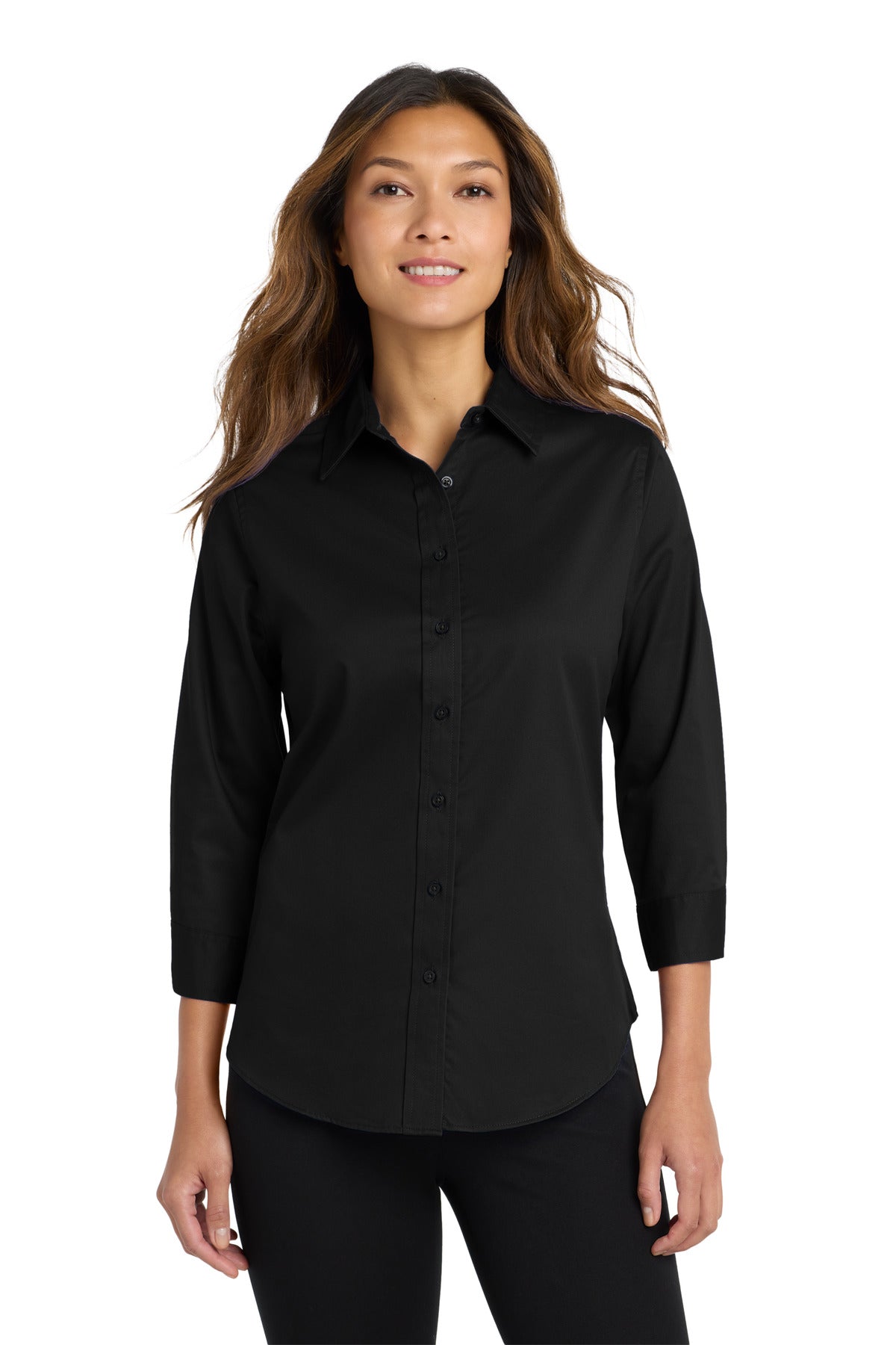Port Authority® Women's 3/4-Sleeve Easy Care Shirt. L612 - Black - XS