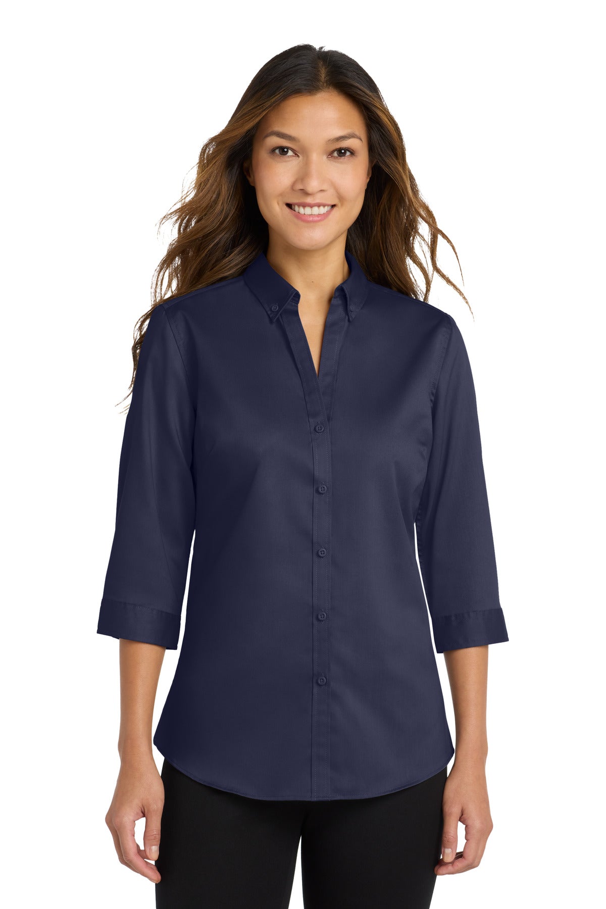 Port Authority® Women's 3/4-Sleeve SuperPro Twill Shirt. L665