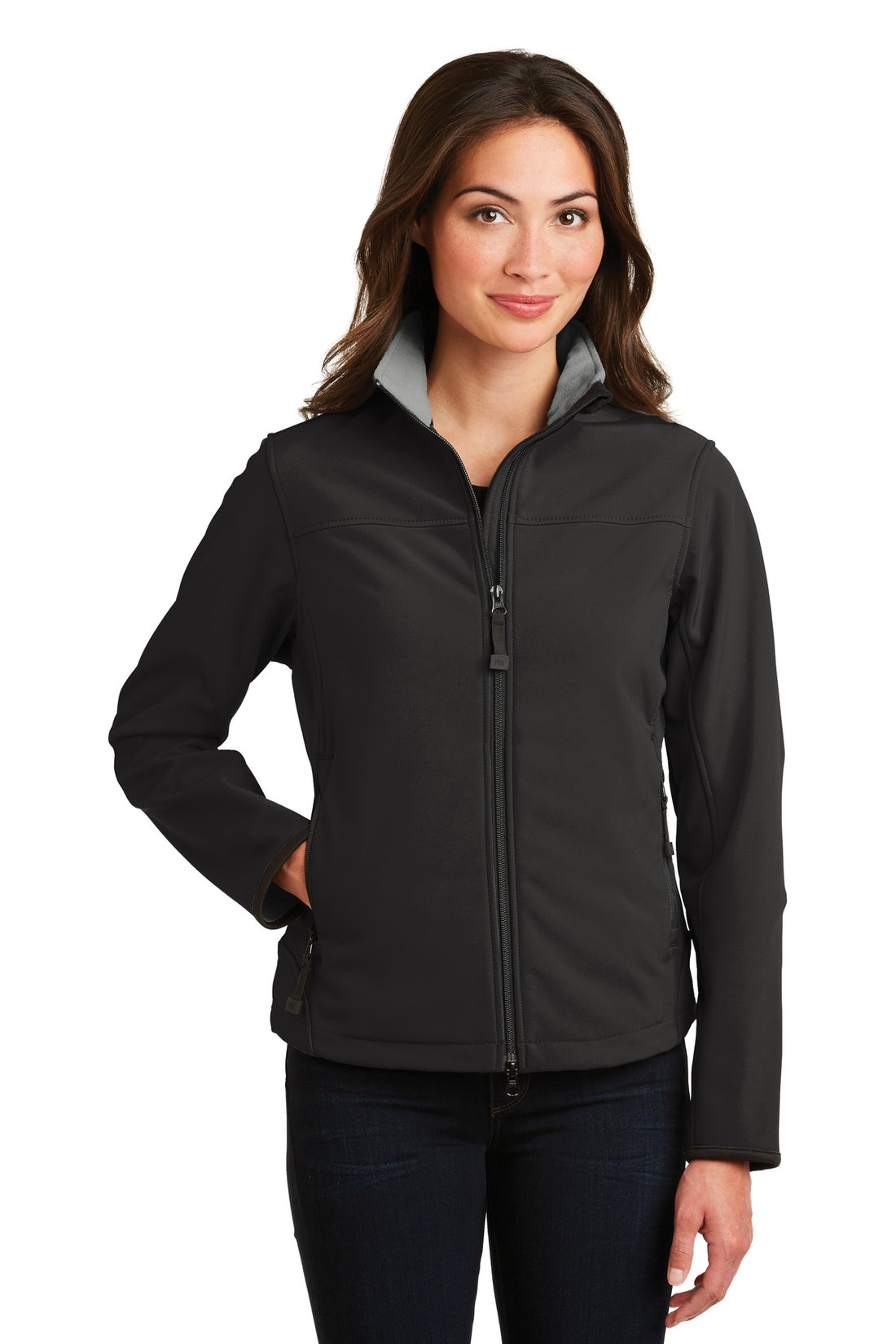 Port Authority® Women's Glacier® Soft Shell Jacket.  L790 - Black/ Chrome - XS