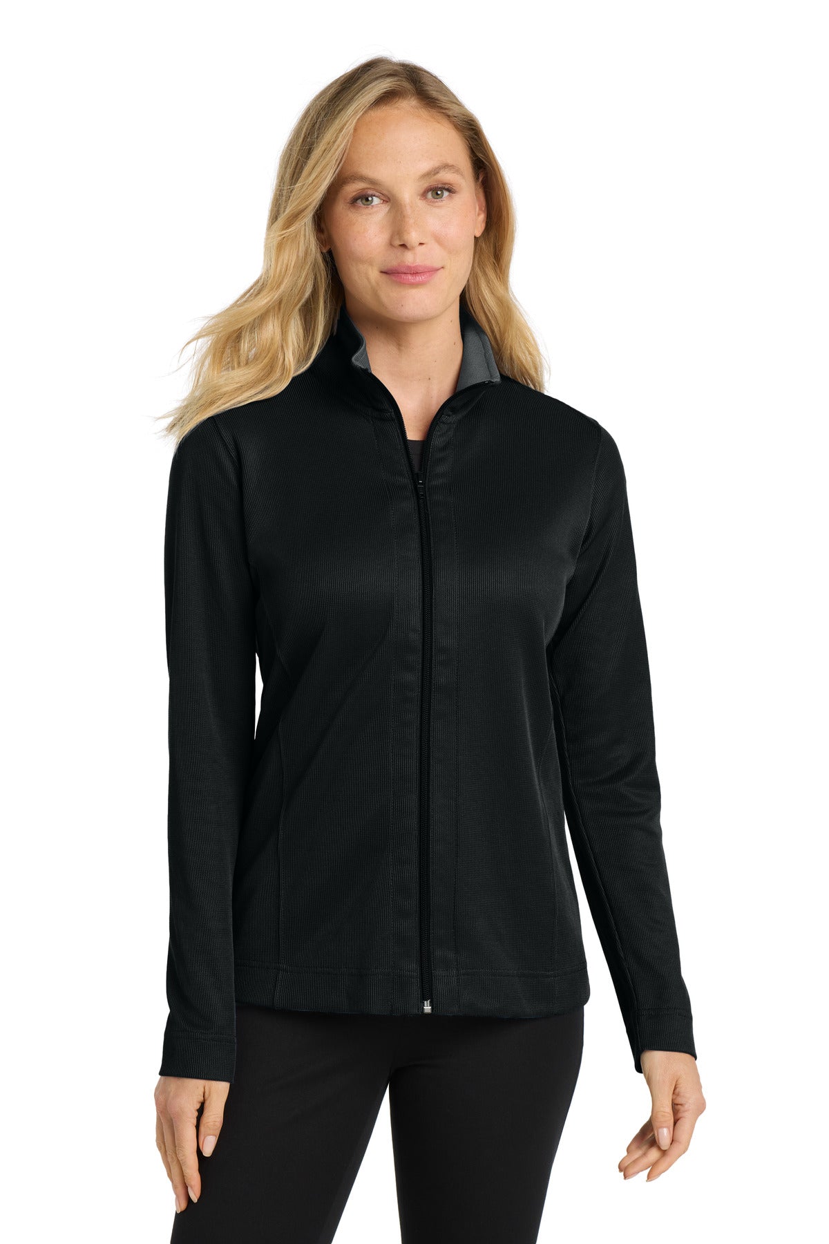 Port Authority® Women's Vertical Texture Full-Zip Jacket. L805 - Black/ Iron Grey - XS