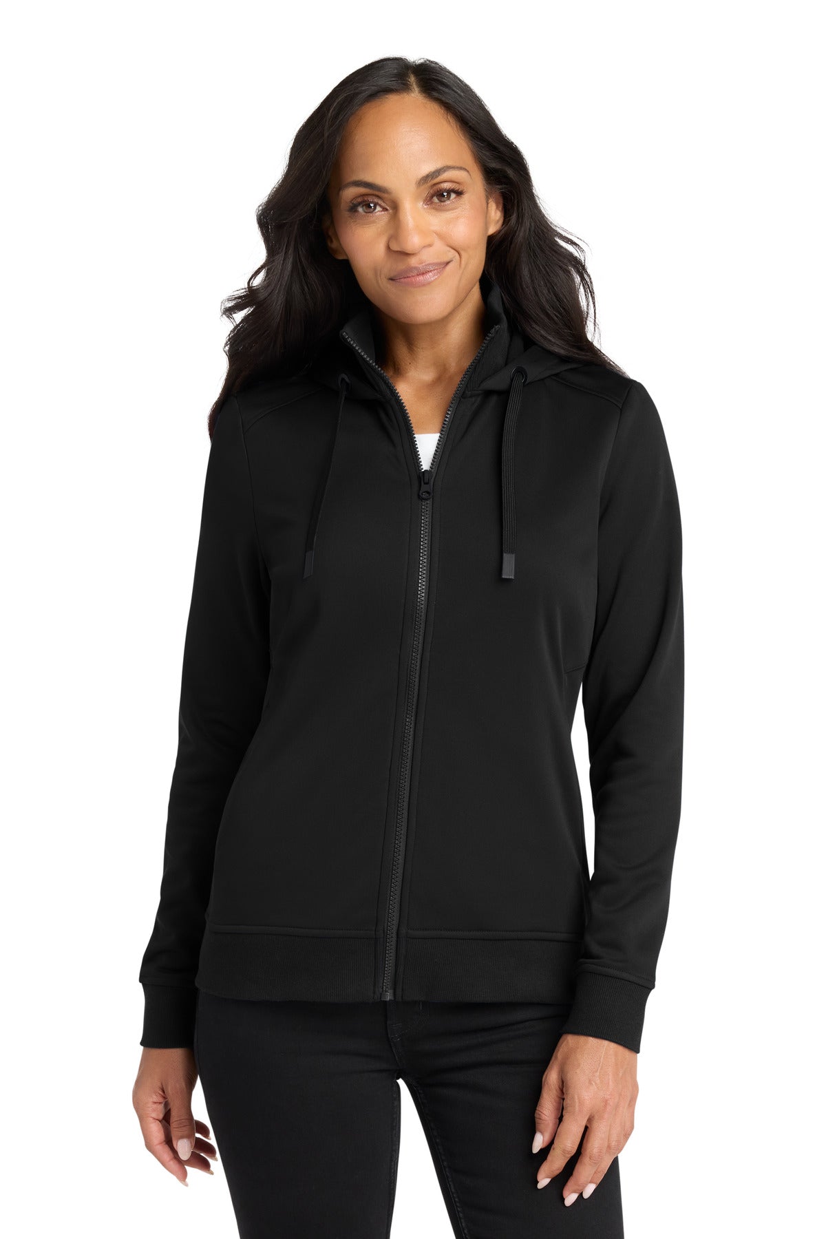 Port Authority® Women's Smooth Fleece Hooded Jacket L814 - Deep Black - 3XL