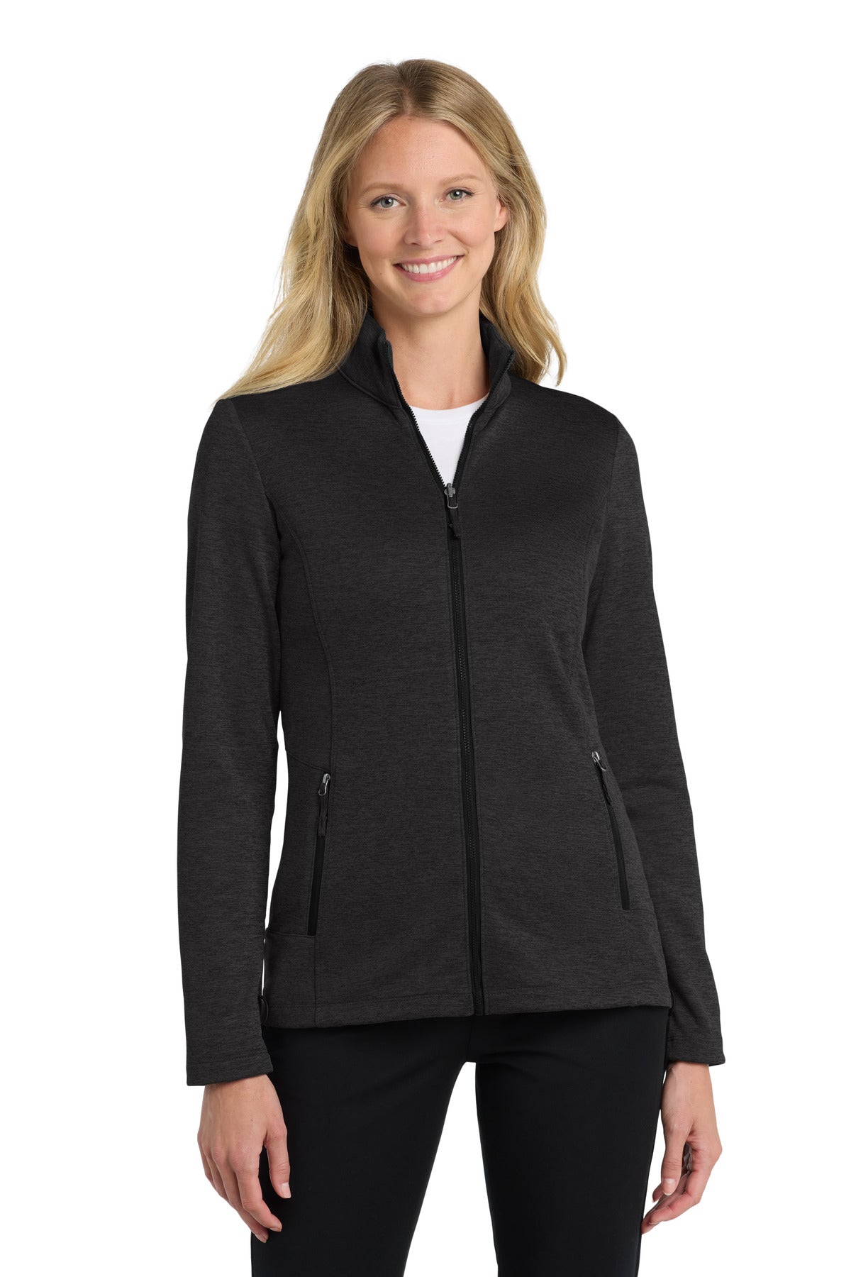 Port Authority ® Women's Collective Striated Fleece Jacket. L905 - Deep Black Heather - XS
