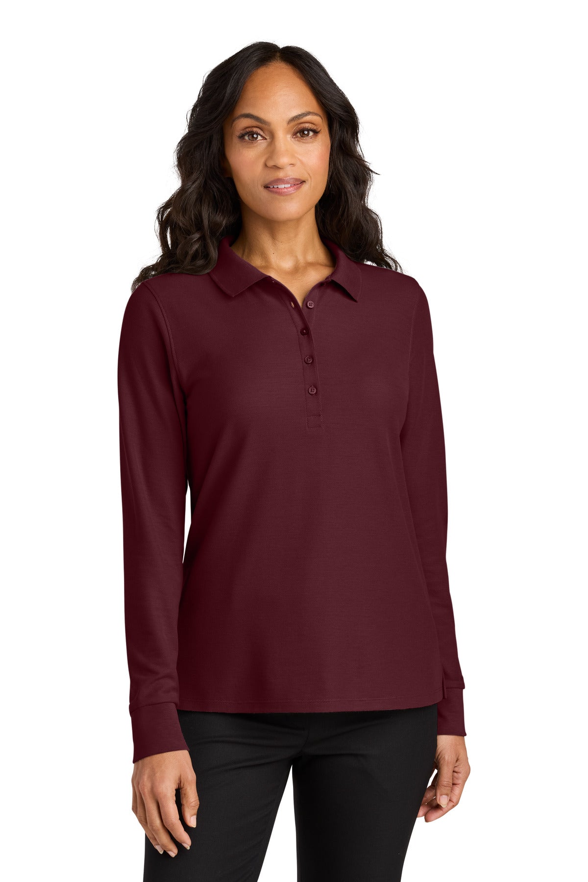 Port Authority® Women's Wearever Signature Pique Long Sleeve Polo LK200LS - Burgundy - 3XL