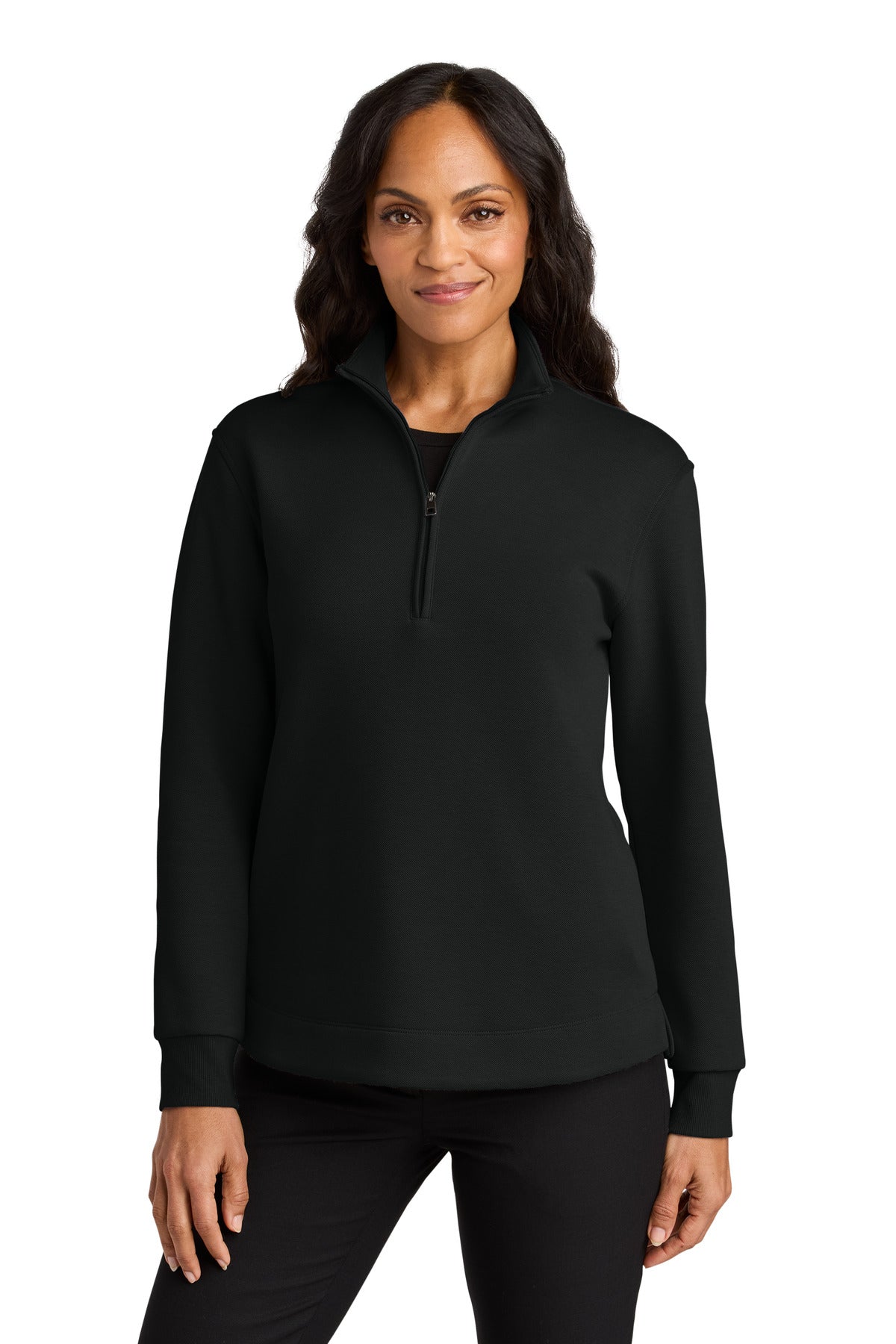 Port Authority® Women's Wearever Signature Double Pique 1/4-Zip LK210 - Deep Black - 3XL