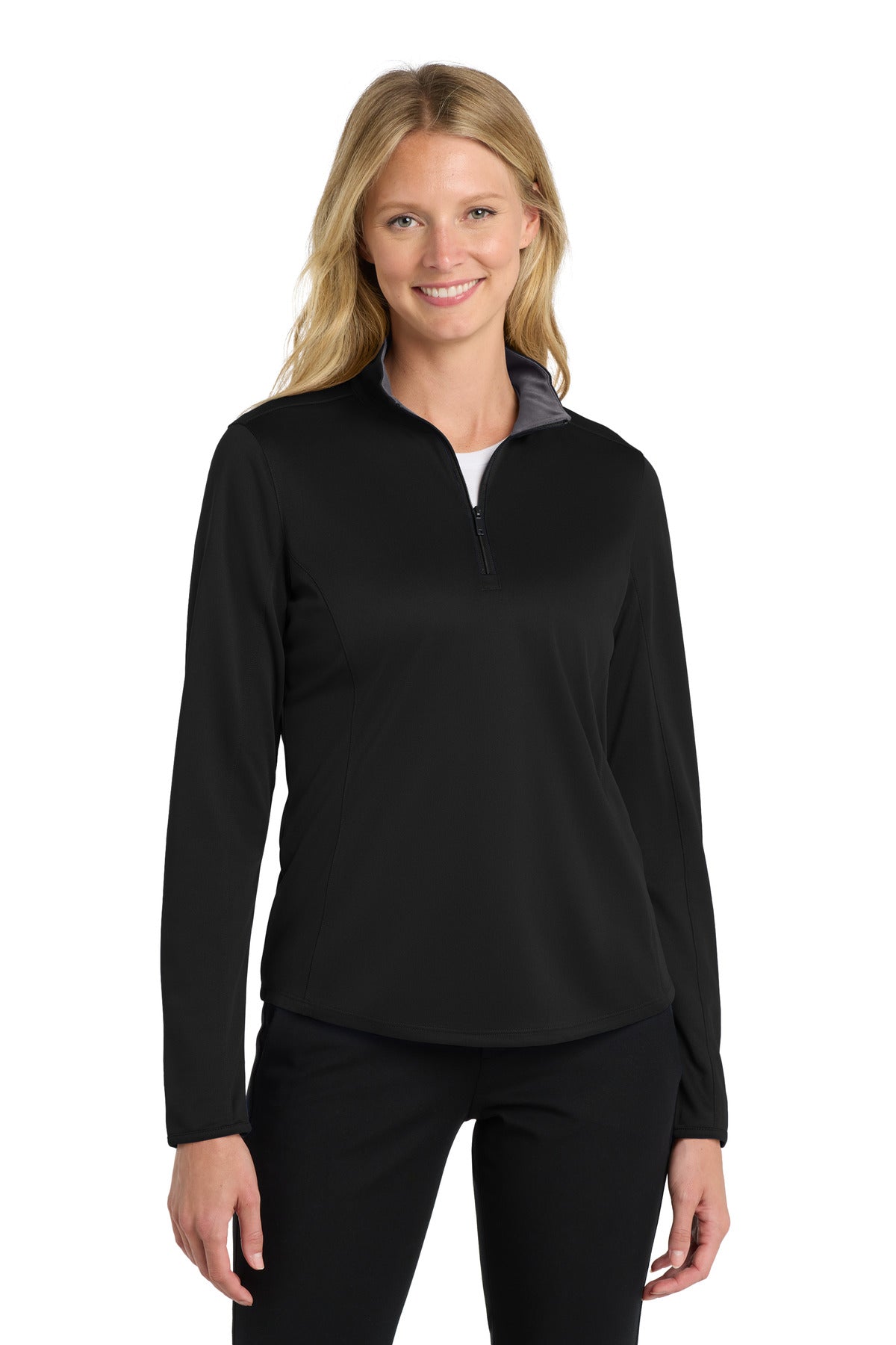 Port Authority ® Women's Silk Touch  Performance 1/4-Zip LK584 - Black/ Steel Grey - XS