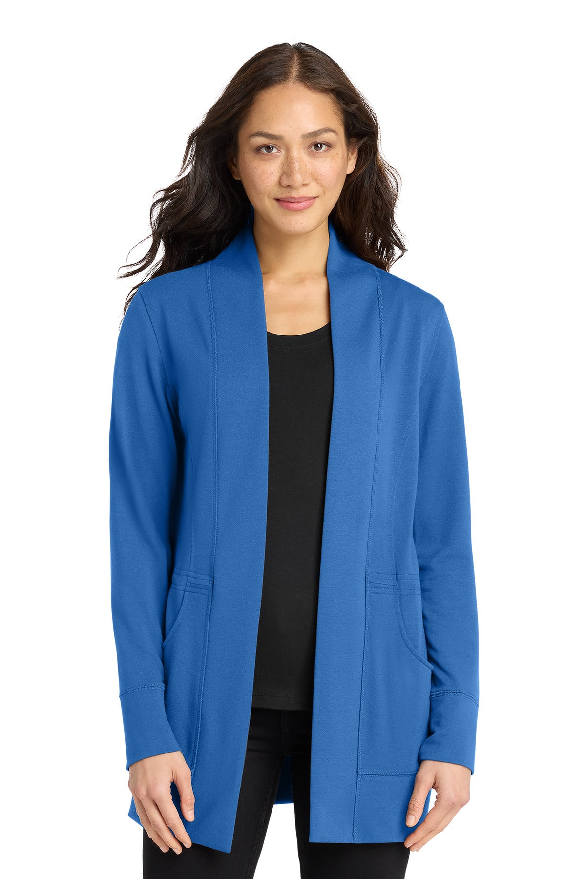 Port Authority® Women's Microterry Cardigan LK825 - Aegean Blue - 3XL