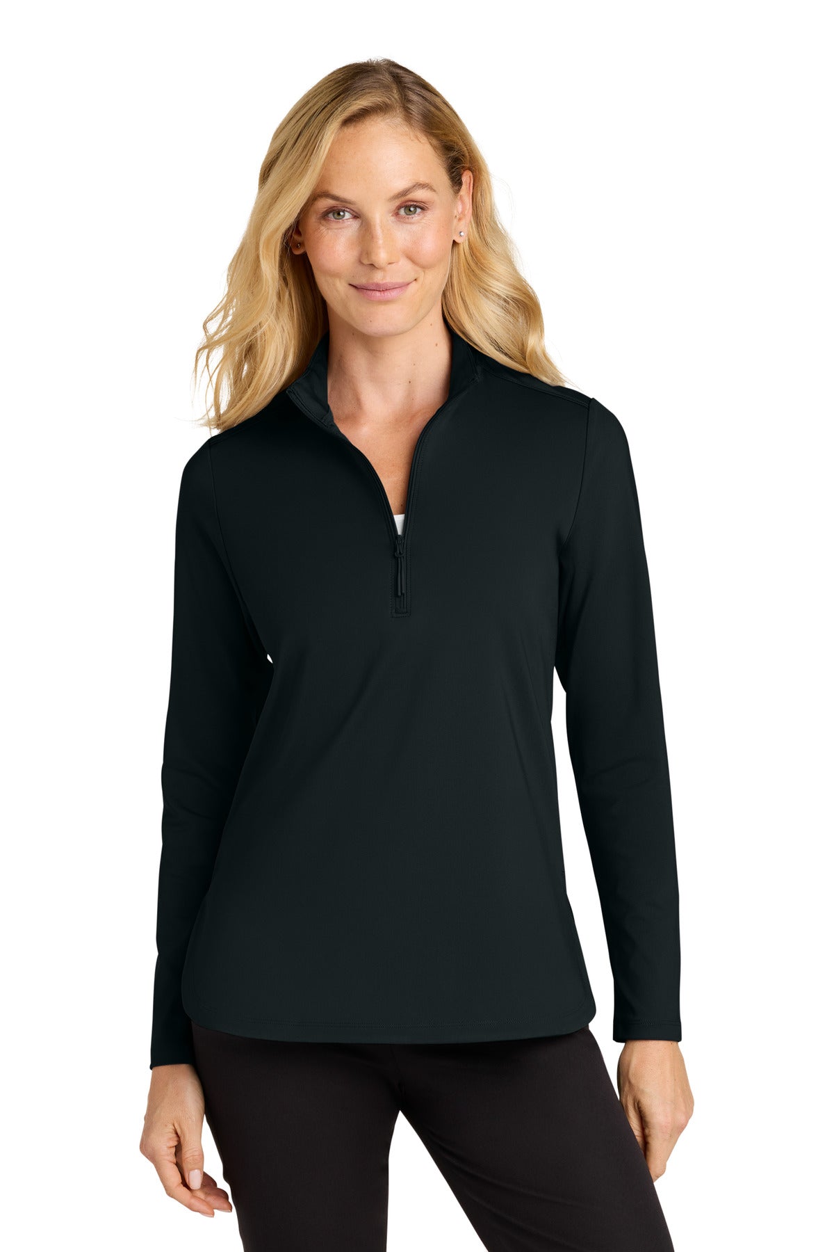 Port Authority® Women's C-FREE® Double Knit 1/4-Zip LK880 - Deep Black - 3XL