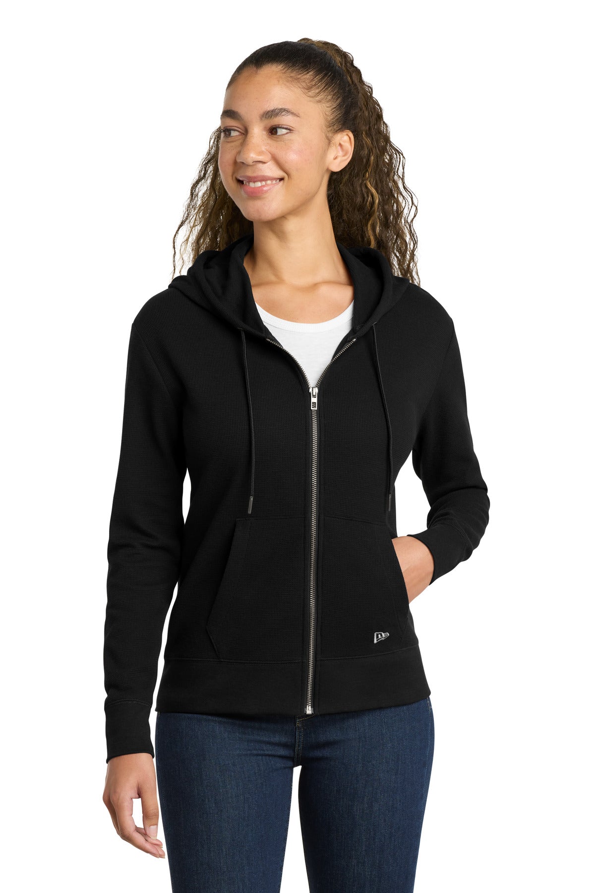 New Era® Women's Thermal Full-Zip Hoodie LNEA141 - Black - 2XL