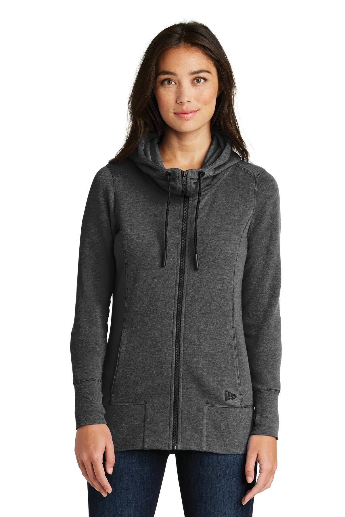 New Era ® Women's Tri-Blend Fleece Full-Zip Hoodie. LNEA511 - Black Heather - 2XL