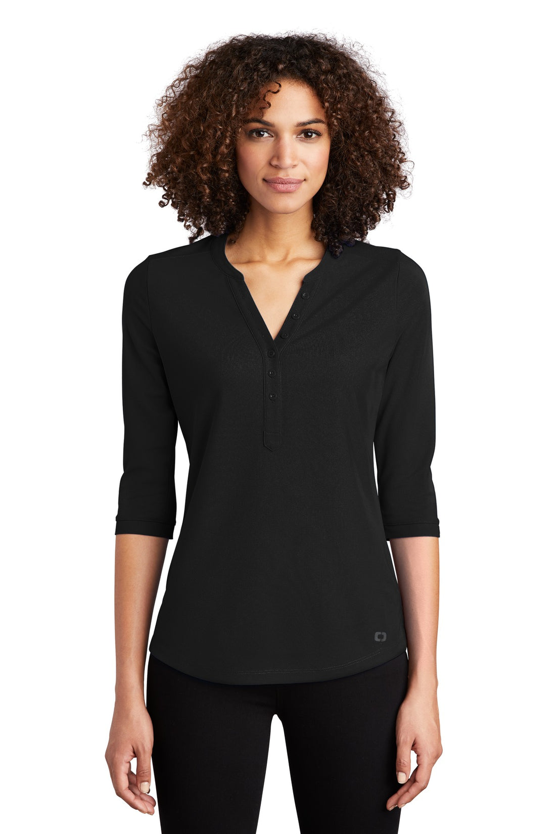 OGIO® Women's Jewel Henley LOG104 - Blacktop - 2XL