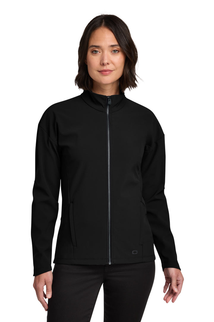 OGIO® Women's Commuter Full-Zip Soft Shell LOG755 - Blacktop - 2XL